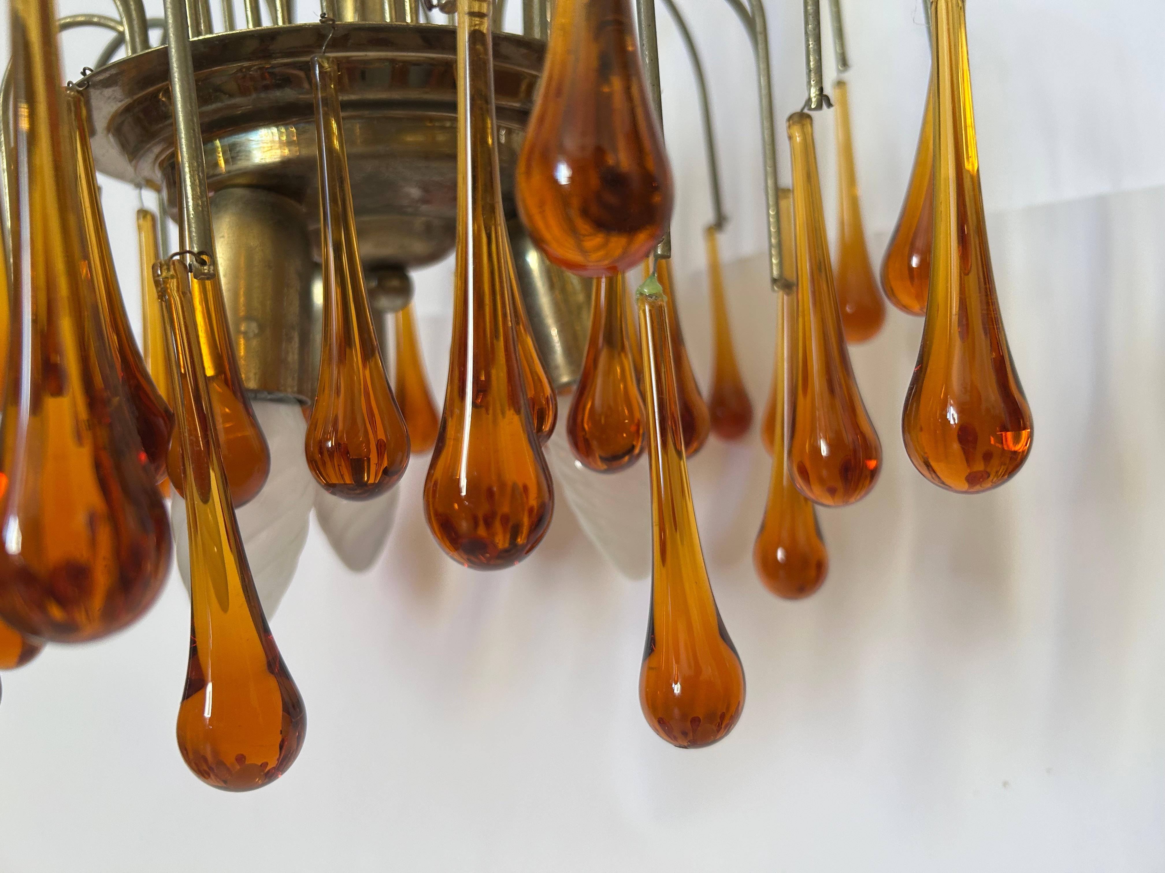 Goldener Sonnenuntergang, prächtiger Murano-Kronleuchter, 1980er Jahre im Angebot 10