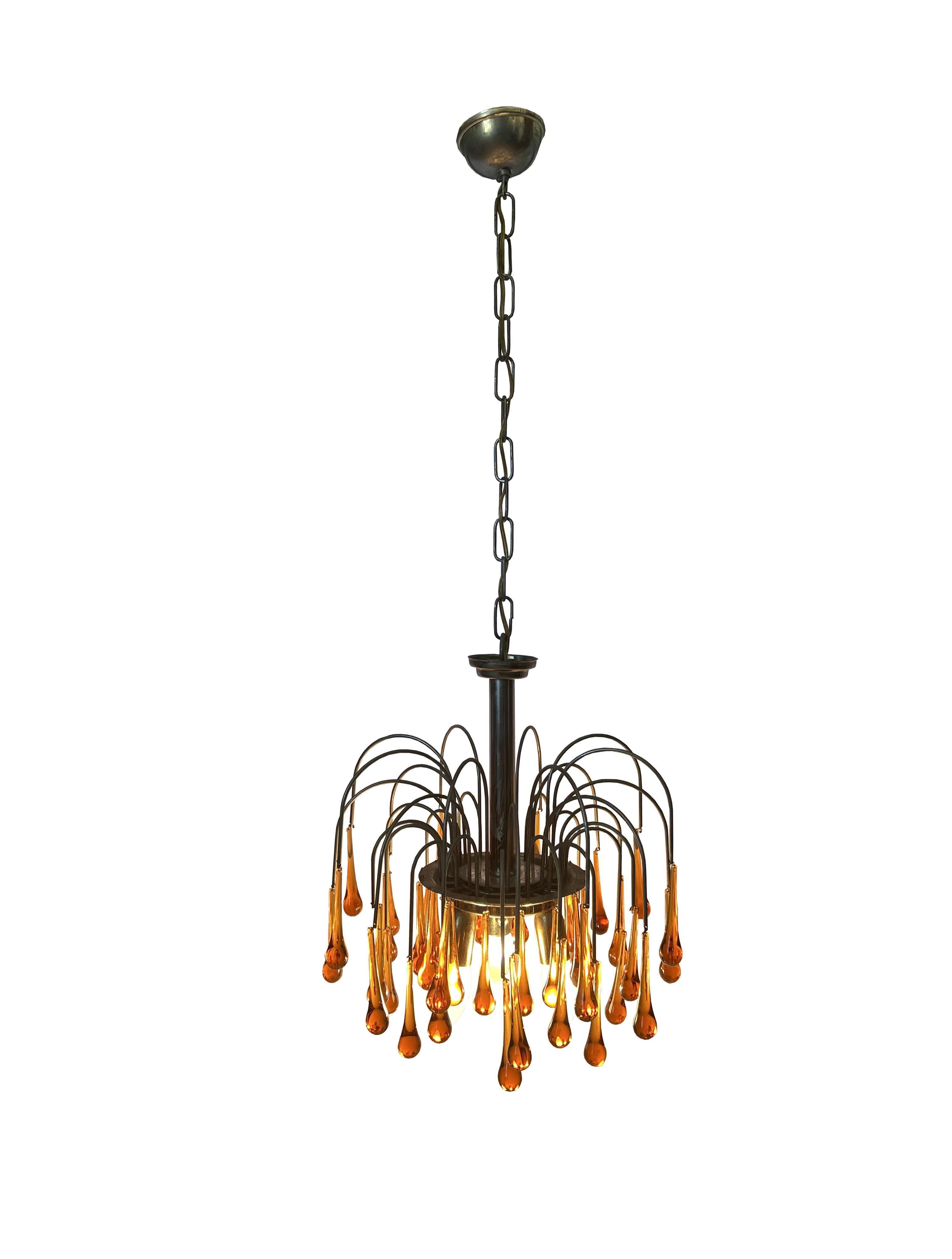 Goldener Sonnenuntergang, prächtiger Murano-Kronleuchter, 1980er Jahre im Angebot 12