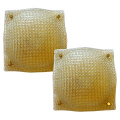 Golden Sunset, paire de superbes plafonniers de Murano, années 1980