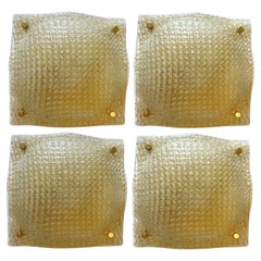Golden Sunset, Set of Four Gorgeous Murano Ceiling Lights, 1980's