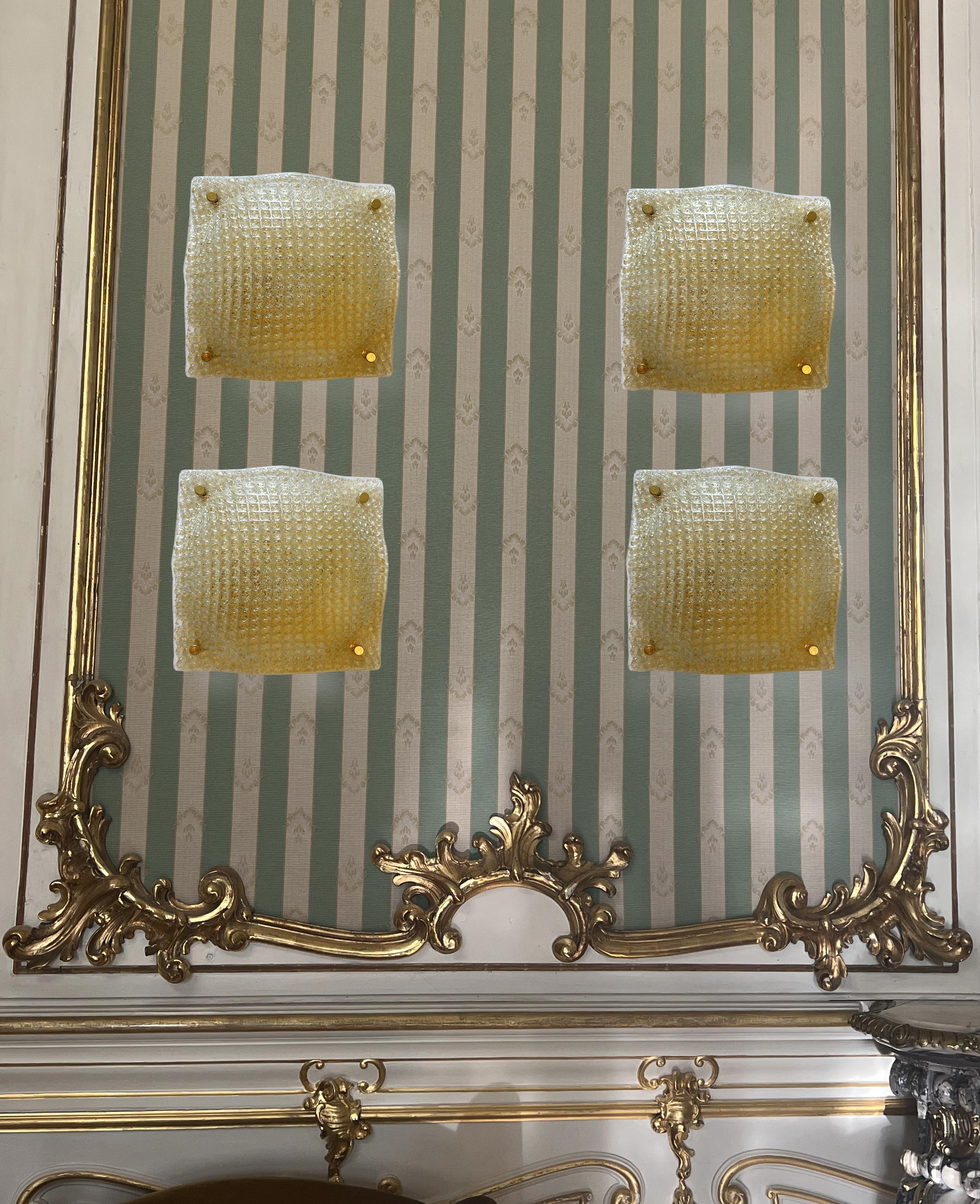 Golden Sunset, Set of Three Gorgeous Murano Ceiling Lights, 1980's For Sale 3