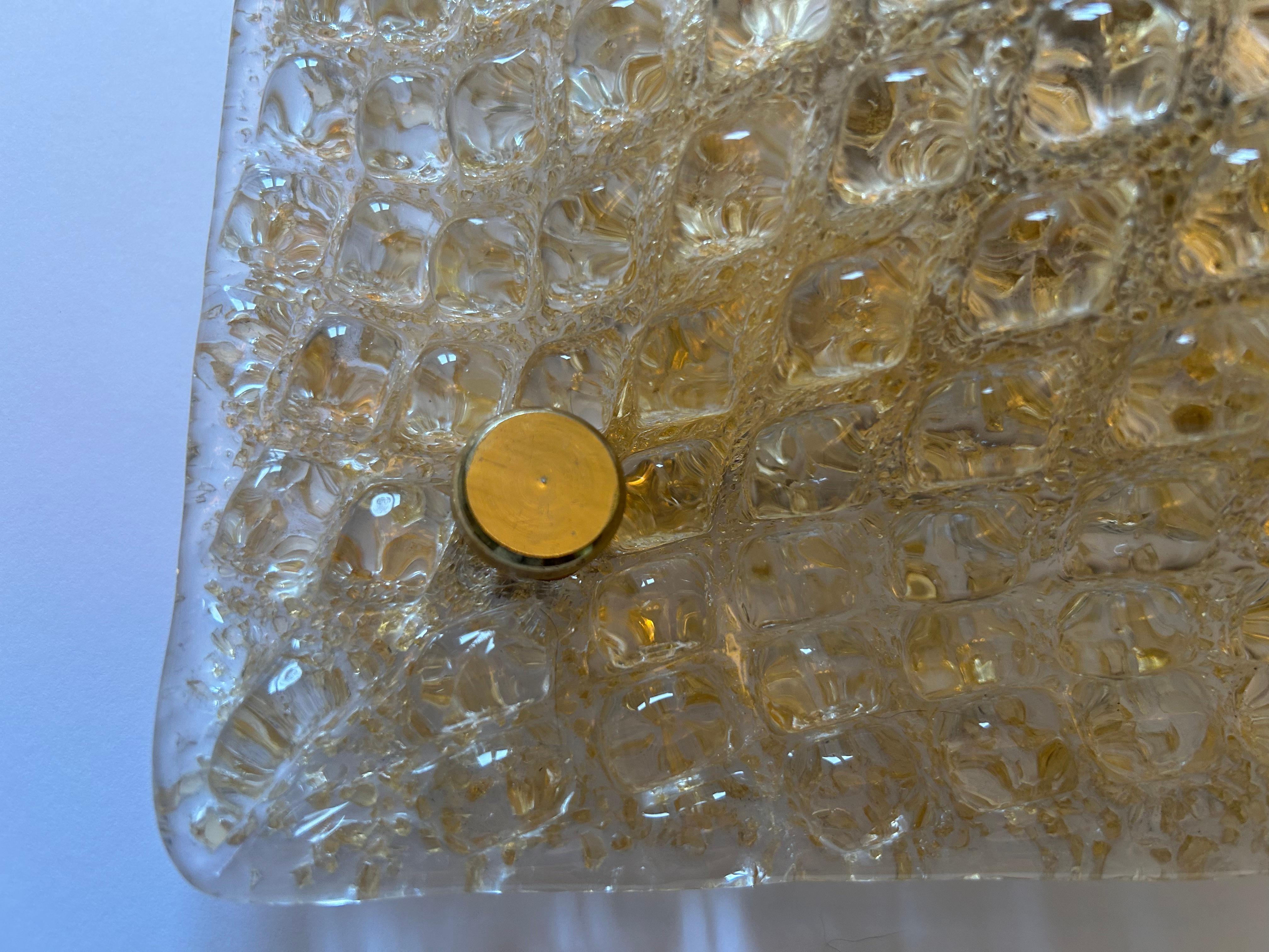 Late 20th Century Golden Sunset, Set of Three Gorgeous Murano Ceiling Lights, 1980's For Sale