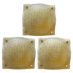 Golden Sunset, Set of Three Gorgeous Murano Ceiling Lights, 1980's