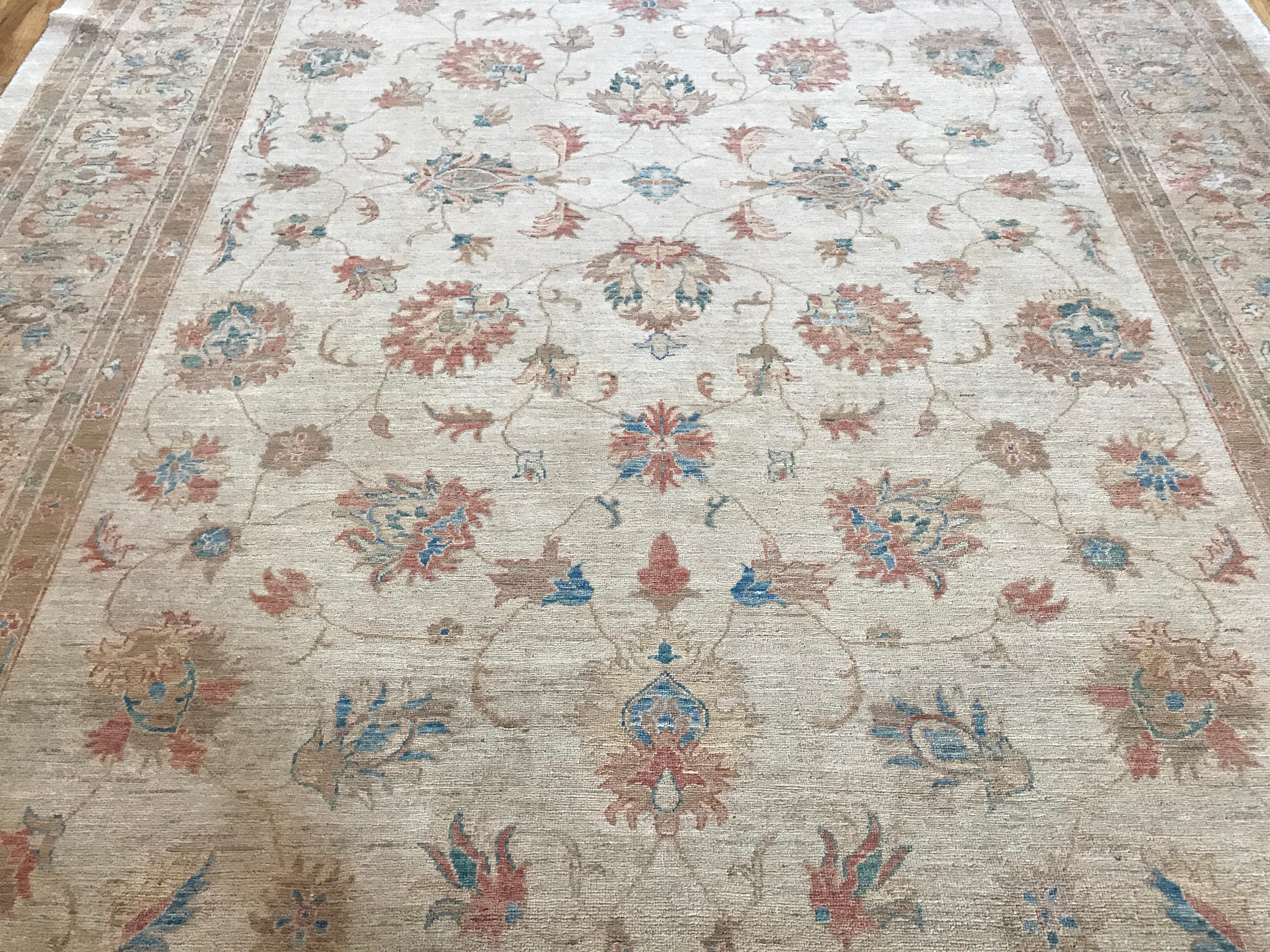 Hand-Knotted Golden Tan Floral Traditional Area Rug For Sale
