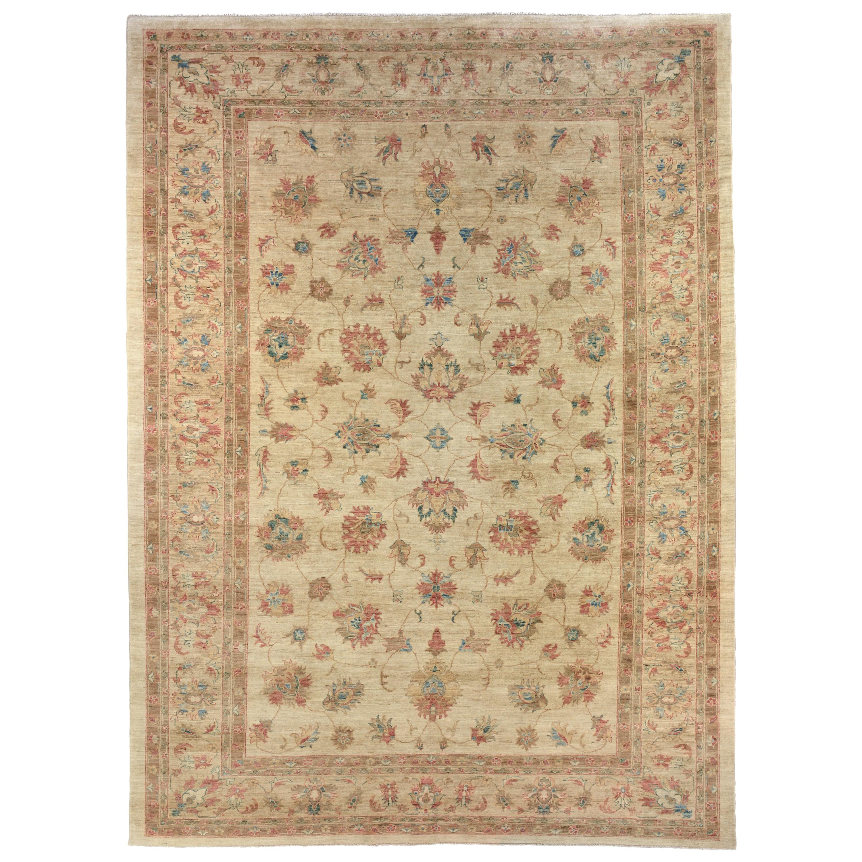 Golden Tan Floral Traditional Area Rug For Sale