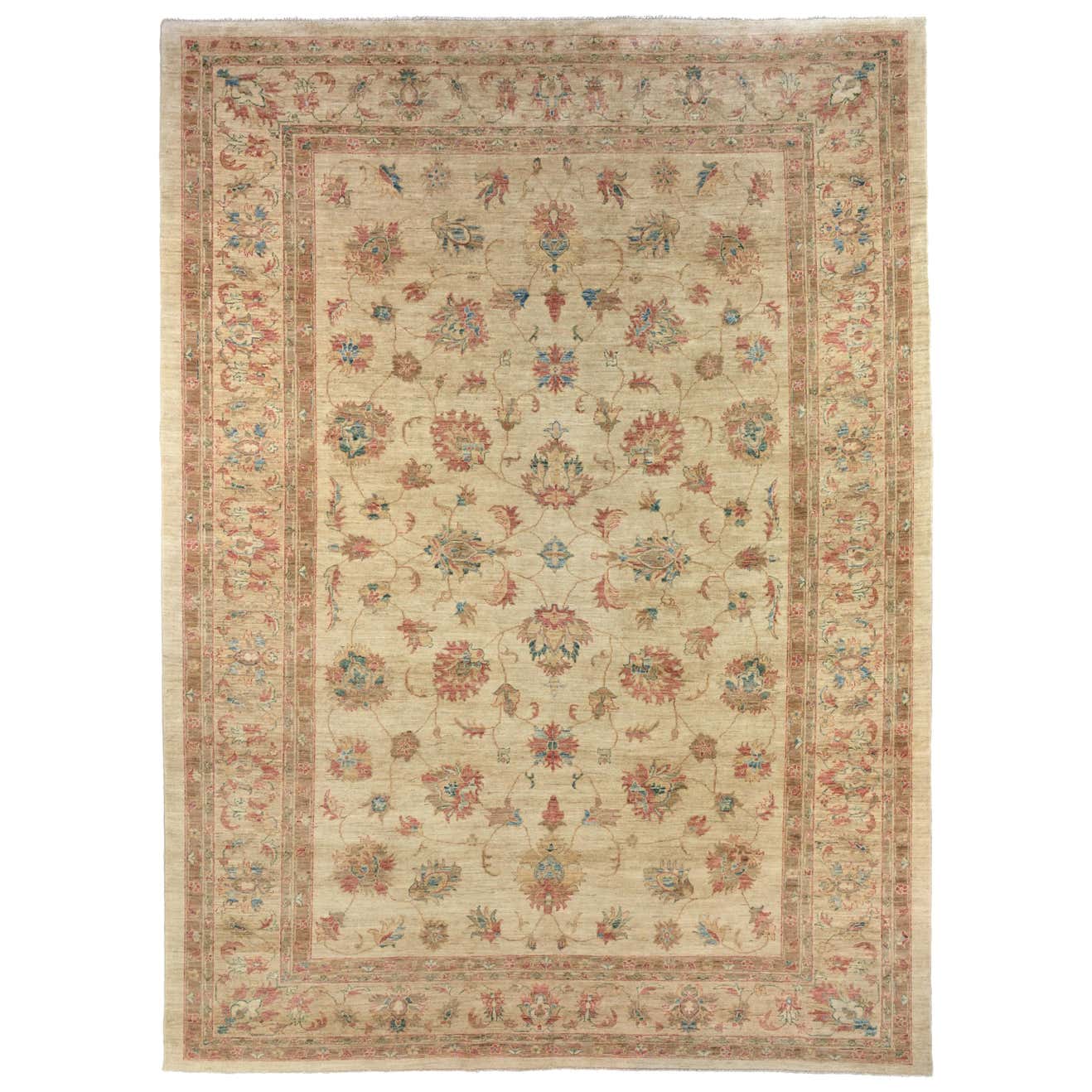 Golden Tan Floral Traditional Area Rug For Sale at 1stDibs