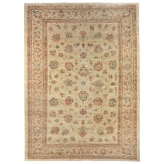 Golden Tan Floral Traditional Area Rug