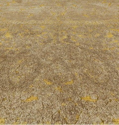 Golden Tan Tonal Damask High-Low Design "Sunlit Refrain" by Doris Leslie Blau