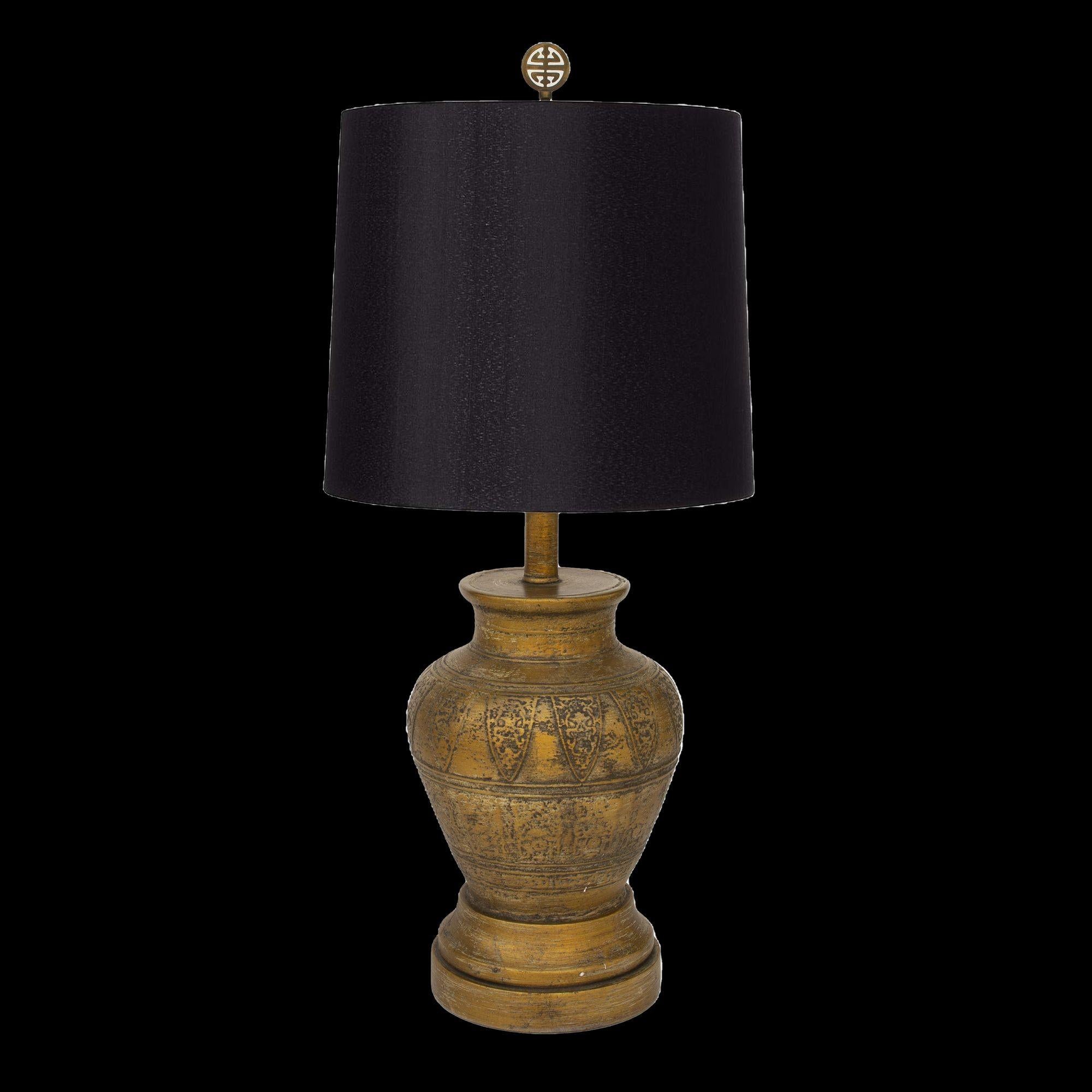 Américain Lampe de bureau en céramique dorée texturée en vente