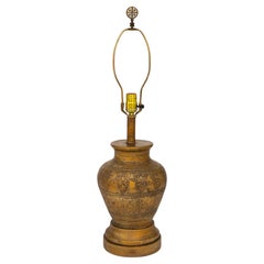 Lampe de bureau en céramique dorée texturée