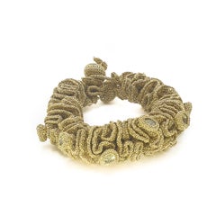 Goldfarbenes Aquamarinfaden Maximalistisches Schmuckarmband im Jugendstil