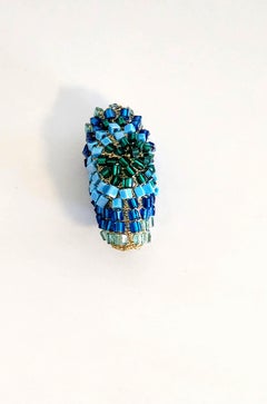 Golden Thread Japanese Cube Glass Beads Ring