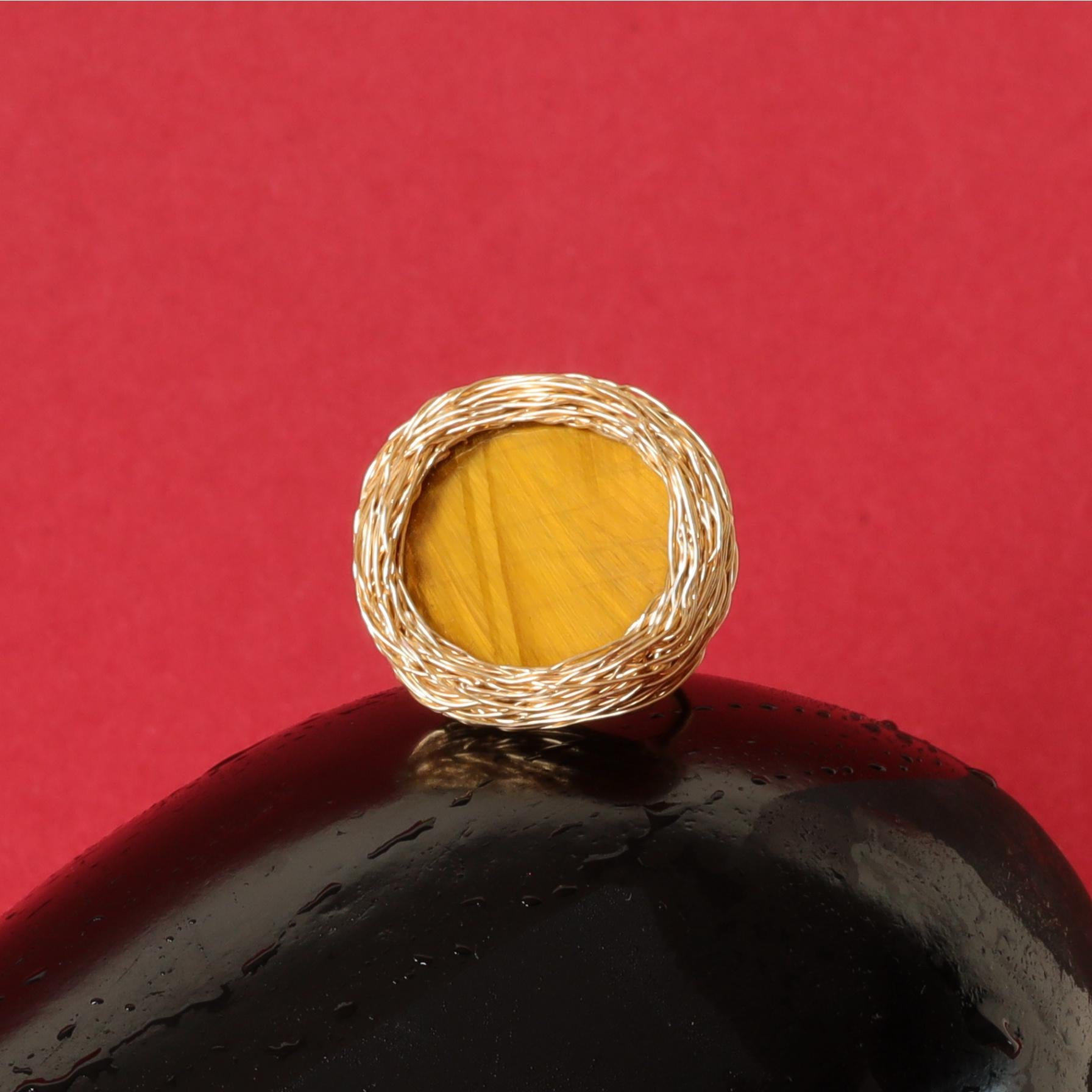 Women's or Men's Golden Tiger Eye Stone Stone Ring in 14 Karat Gold Filled Ring by the Artist