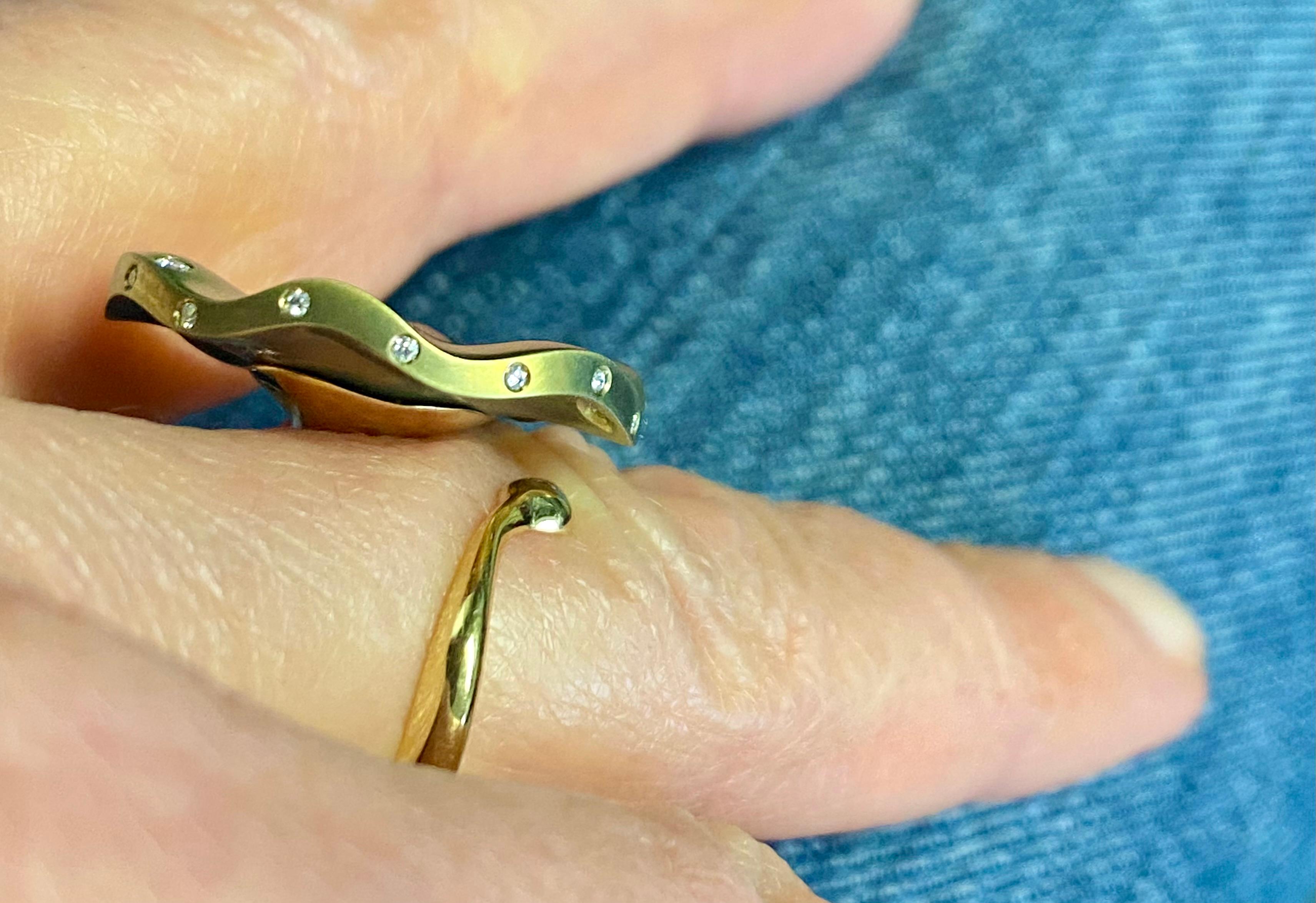 Anillo Morning Glory Oro Amarillo 18KT Titanio Dorado Diamantes en venta 4