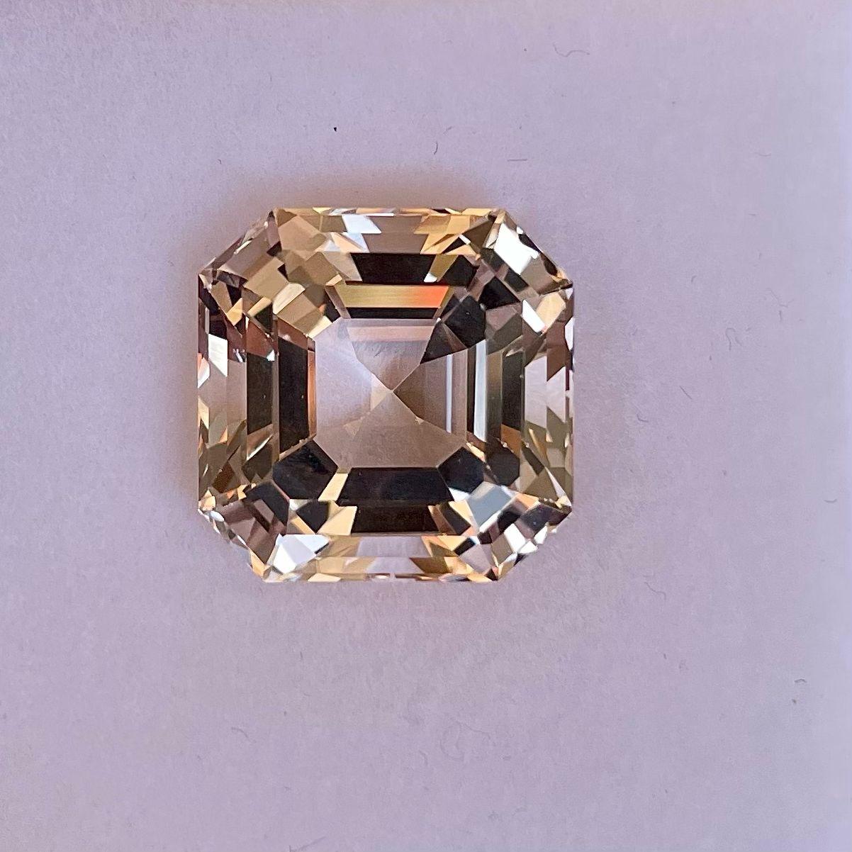 Golden Topaz 27.20 Carat Asscher Cut Ring or Necklace Loose Gemstone In New Condition For Sale In Bangkok, TH