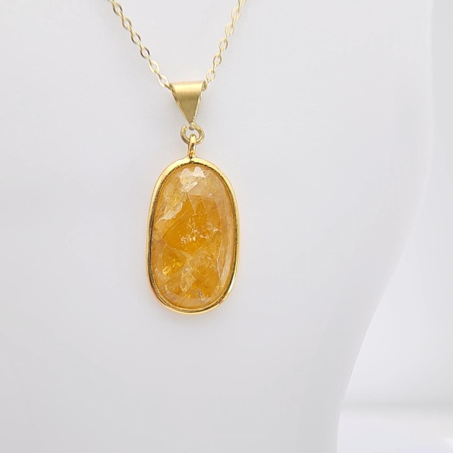 Ciondolo a fette di tormalina dorata A. Silver placcato in oro giallo in vendita 9