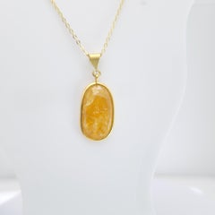 Golden Tourmaline Sliced Pendent Sterling Silver Plated with Yellow Gold