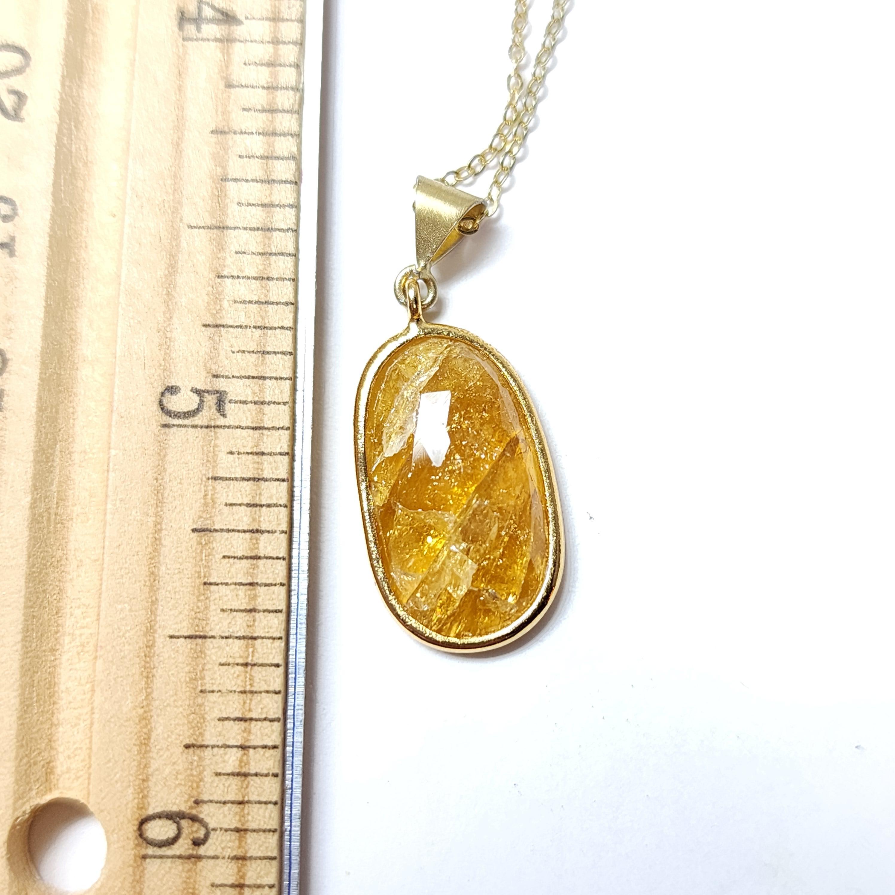 Arts and Crafts Ciondolo a fette di tormalina dorata A. Silver placcato in oro giallo in vendita