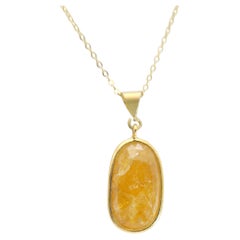 Colgante Rodaja de Turmalina Dorada Plata de Ley Chapada en Oro Amarillo