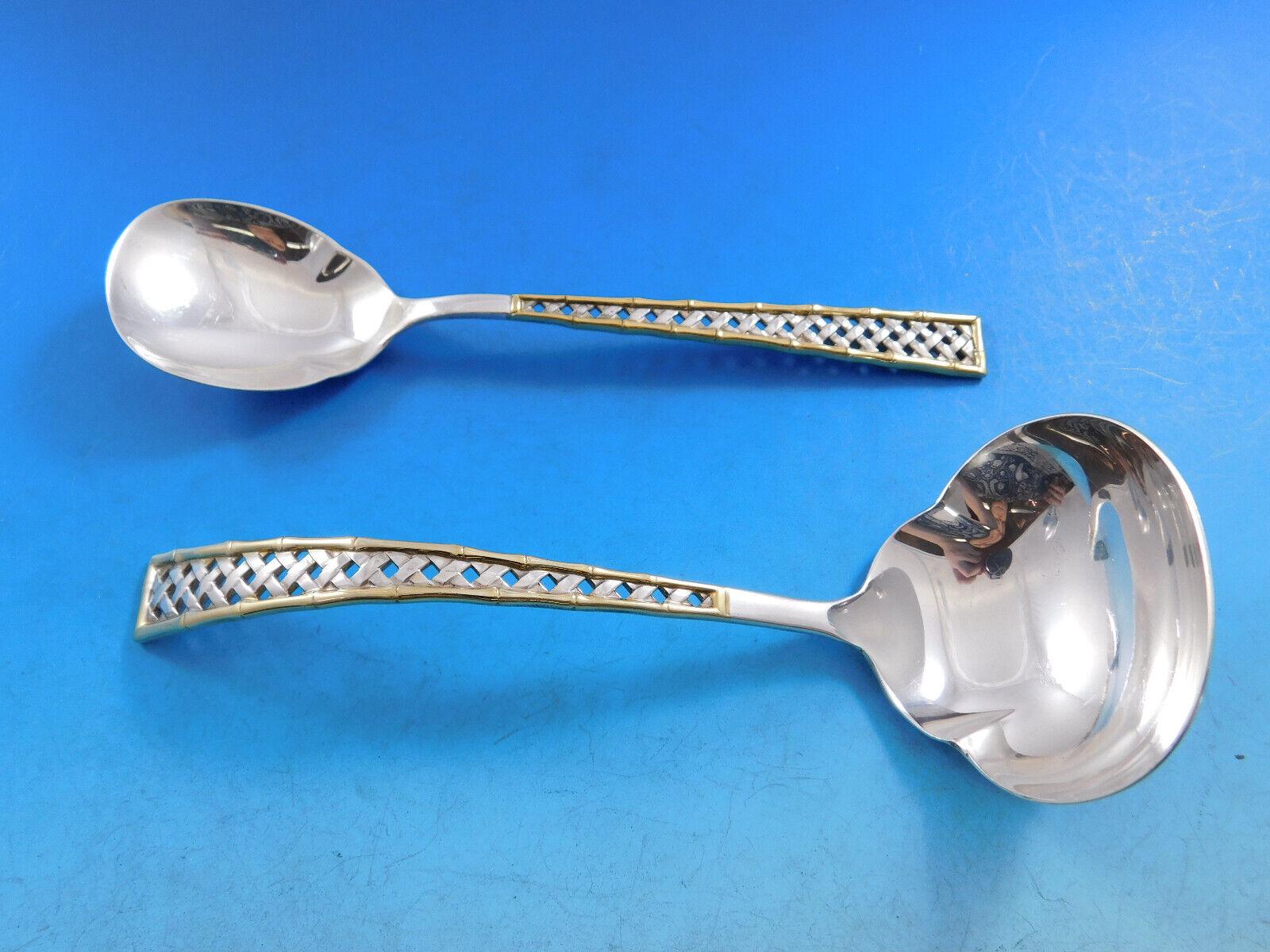 Ensemble de 66 pièces d'argenterie en argent sterling Golden Tradewinds par International, motif bambou en vente 2