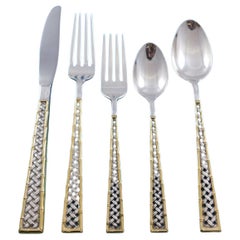 Used Golden Tradewinds by International Sterling Silver Flatware Set 66 pcs Bamboo