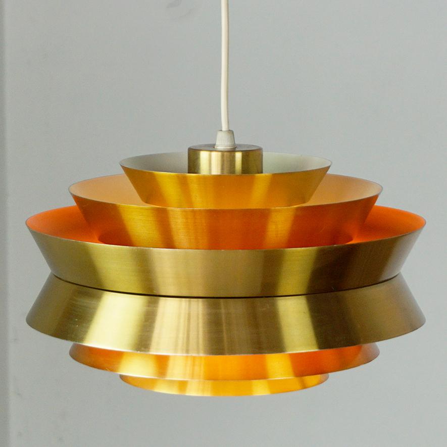 Scandinavian Modern Golden Trava Pendant Lamp by Carl Thore for Granhaga Sweden