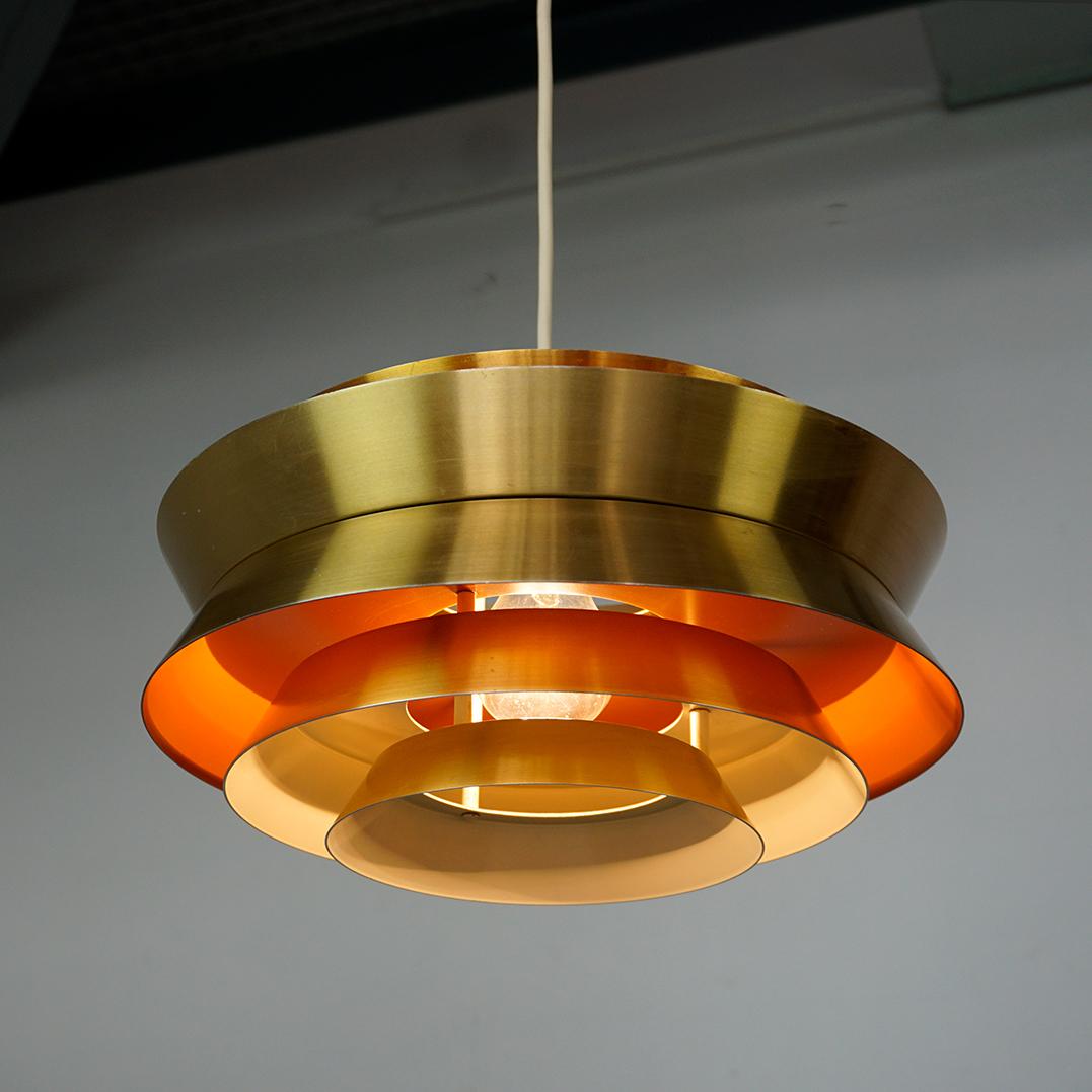 Swedish Golden Trava Pendant Lamp by Carl Thore for Granhaga Sweden
