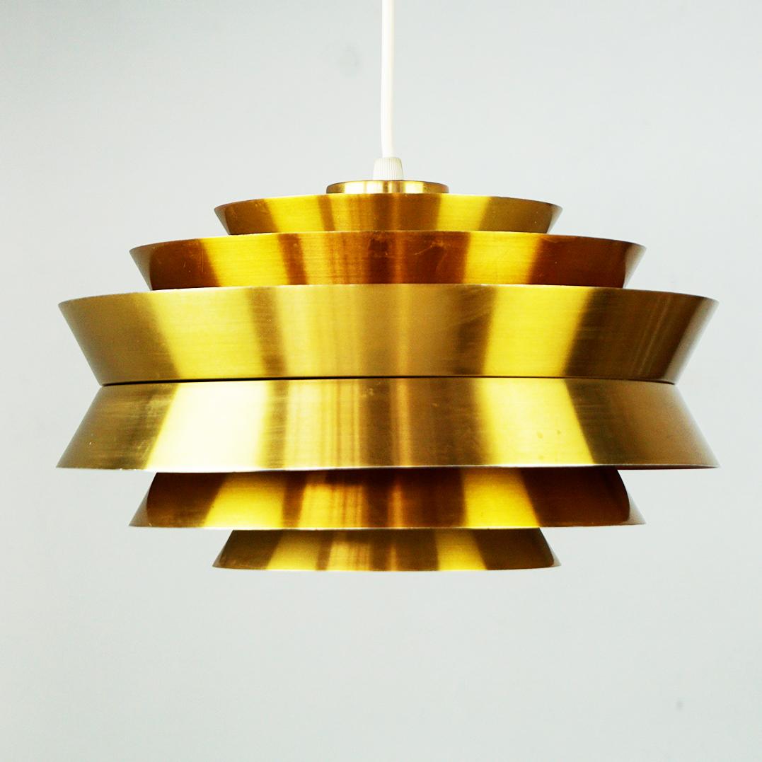 Aluminum Golden Trava Pendant Lamp by Carl Thore for Granhaga Sweden