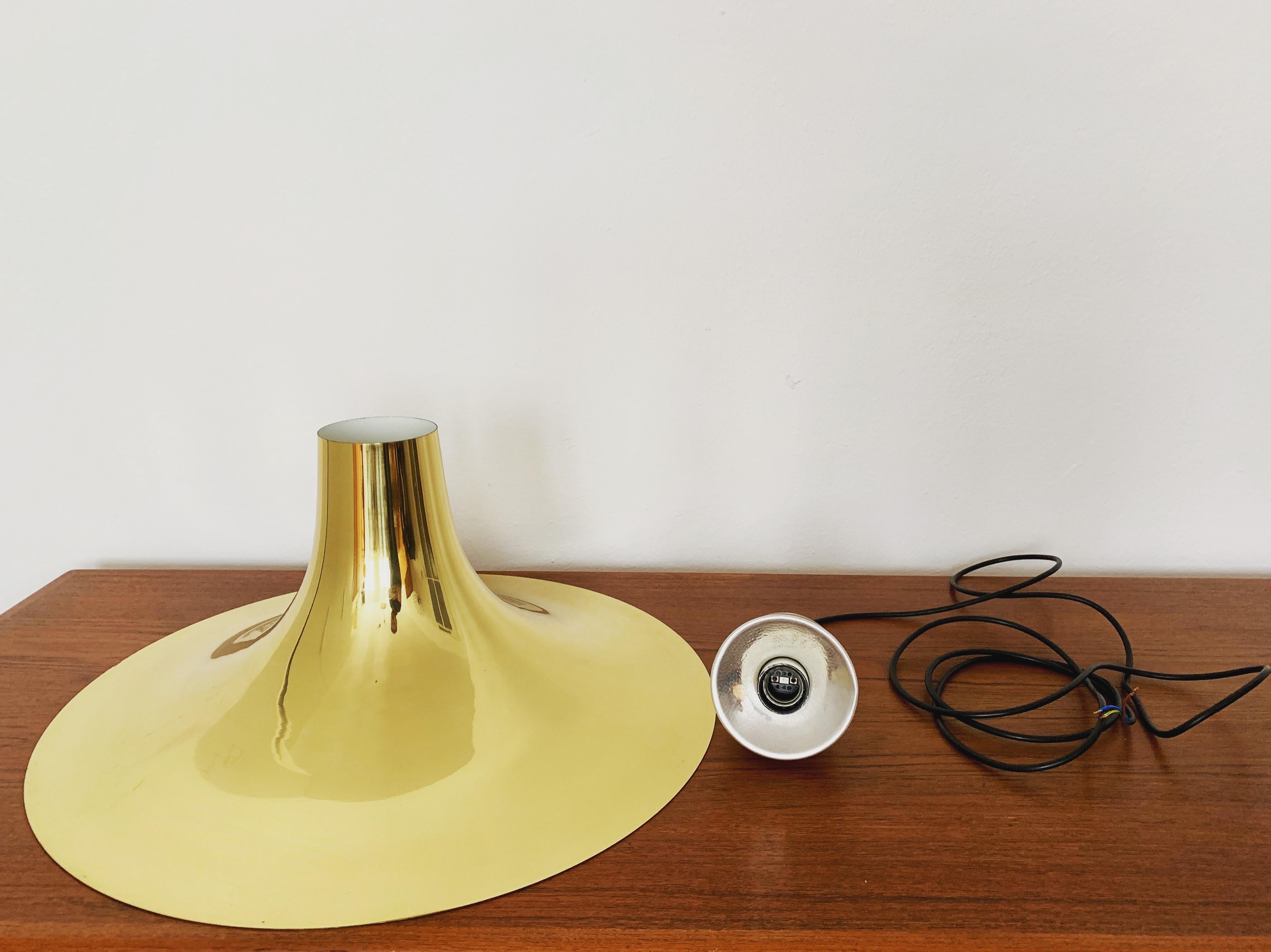 Golden Trumpet Shaped Pendant Lamp For Sale 4