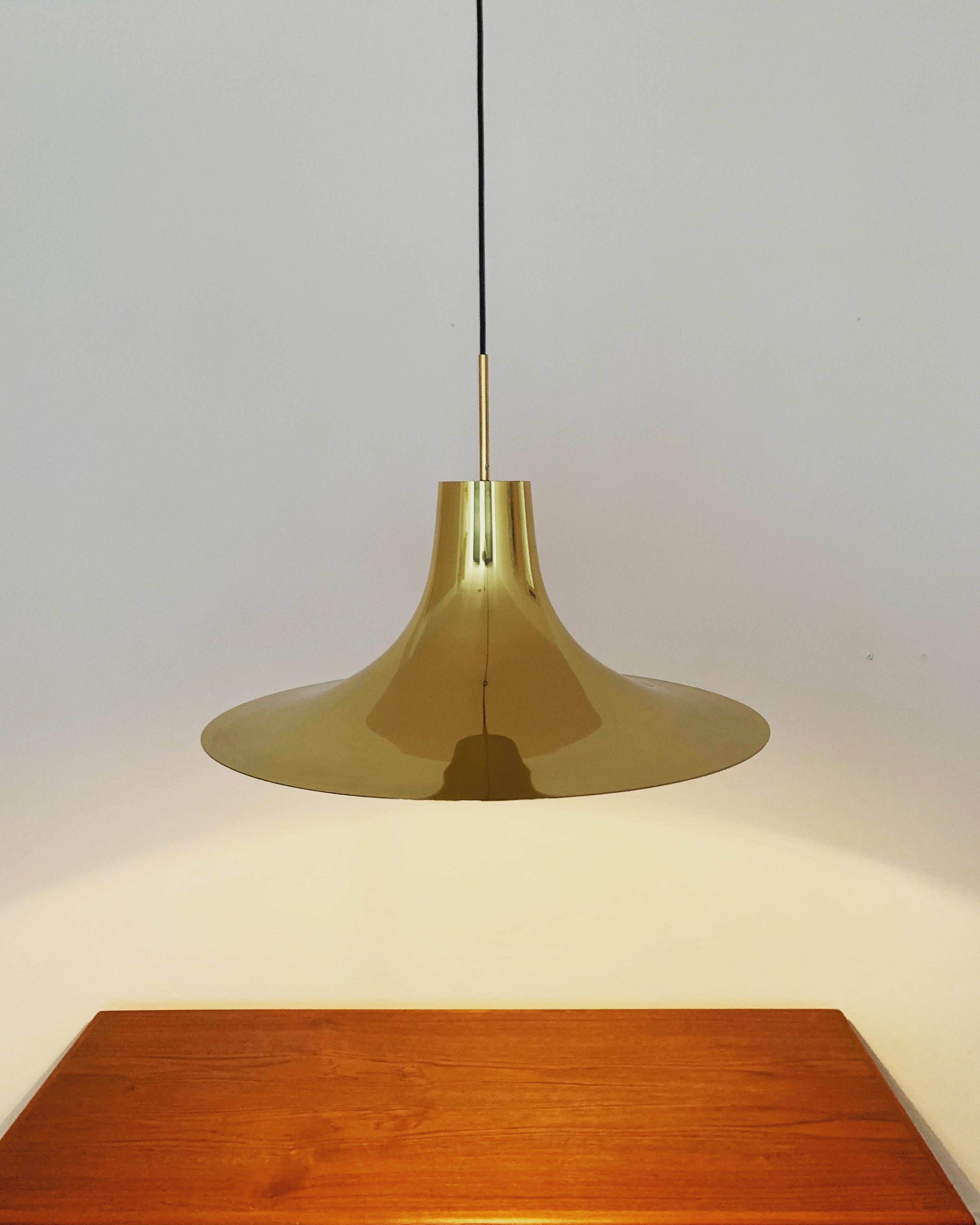 Golden Trumpet Shaped Pendant Lamp For Sale 4