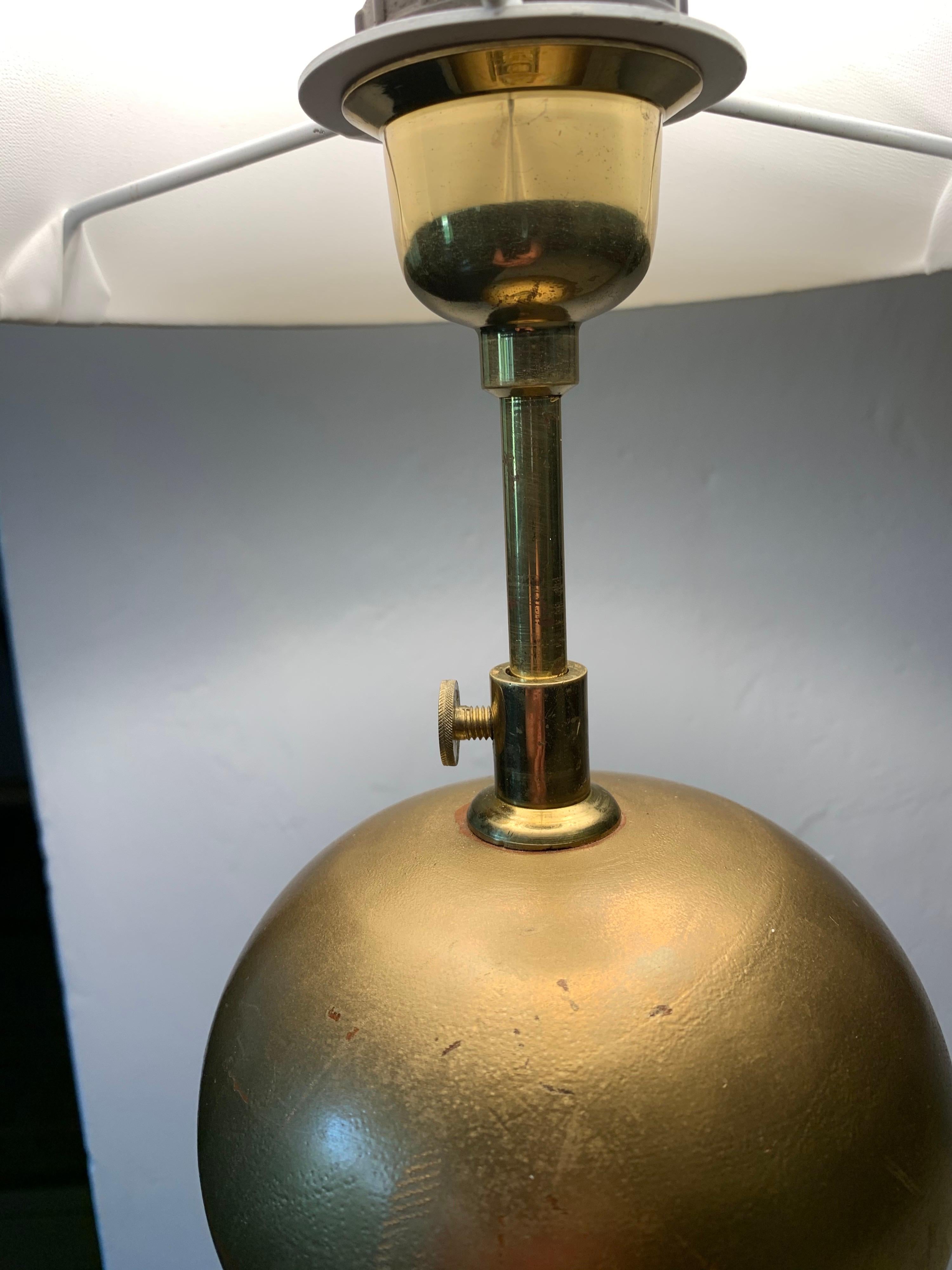 Mid-20th Century Golden Turned Wood French Table Lamp after JMF For Sale