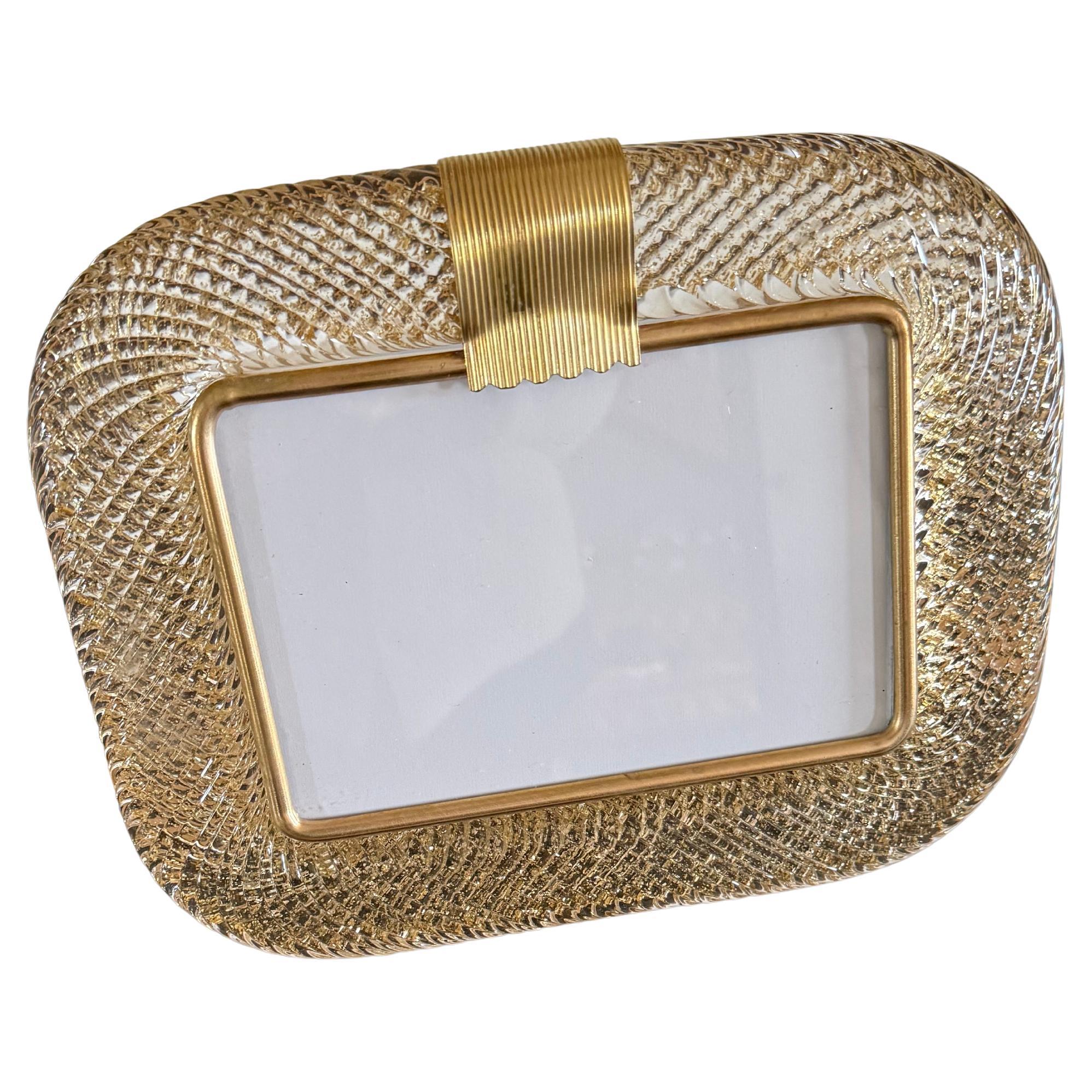 Golden Twisted Murano Glass Picture Frame , 21 cm High