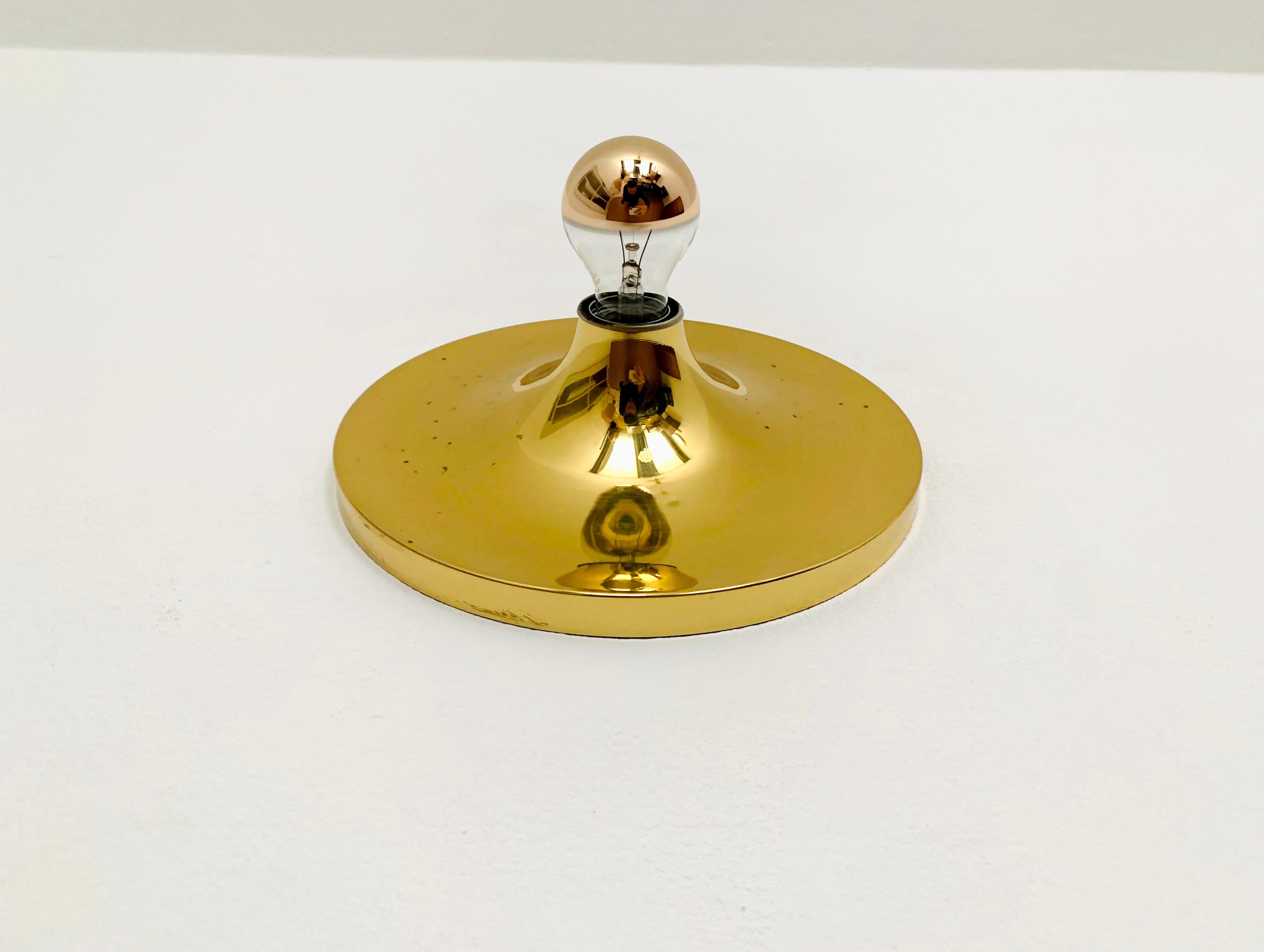 Late 20th Century Golden Ufo Wall or Ceiling Lamp from Sölken For Sale