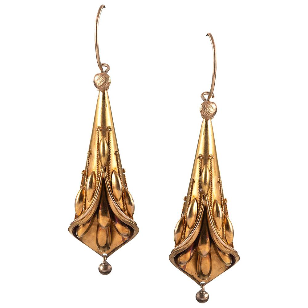 Golden Victorian Calla Lily Earrings For Sale