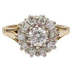 Golden Vintage 1.00ct Diamonds Ring Great Britain Sheffield 1989s.