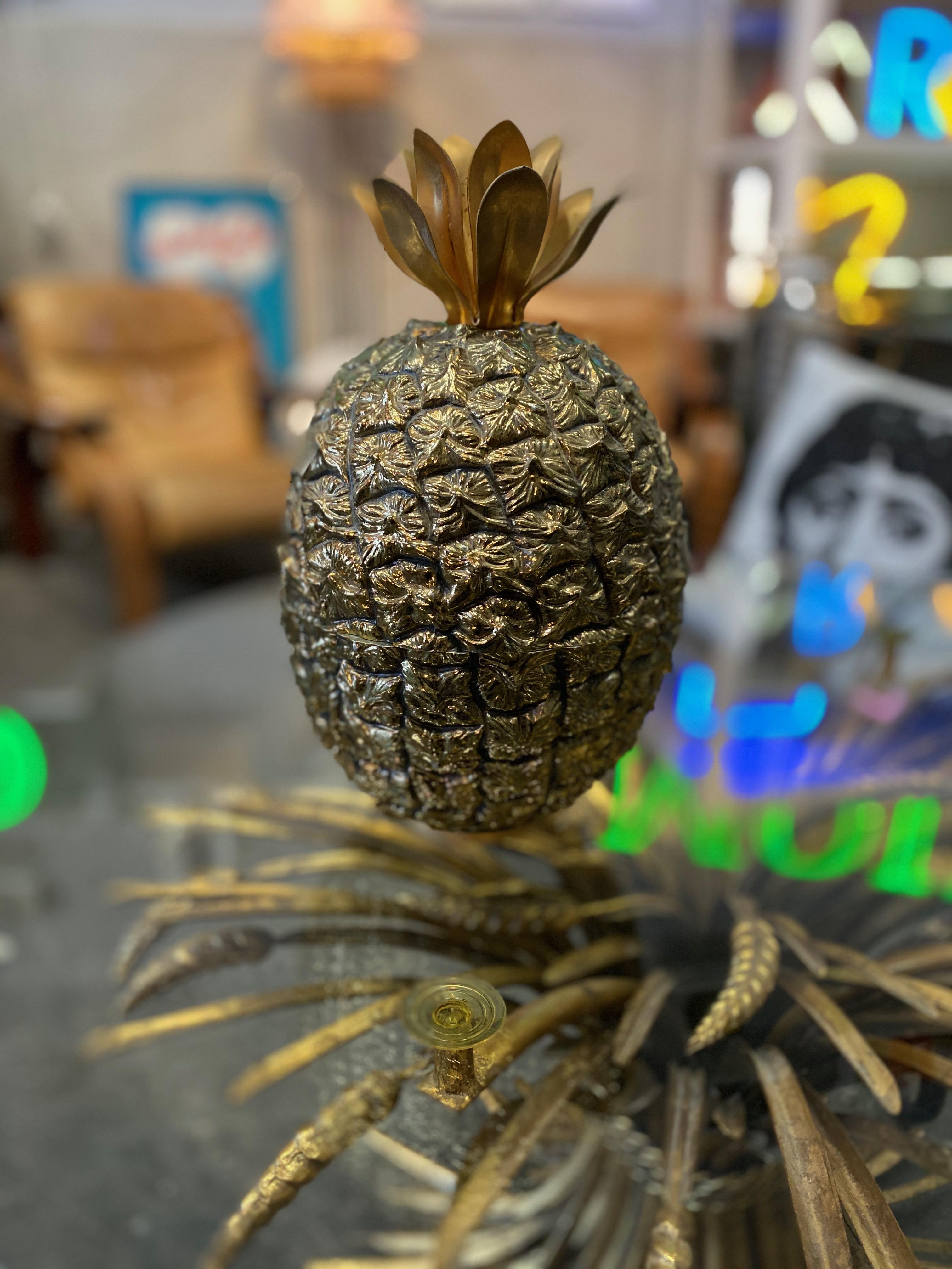 Hollywood Regency Golden Vintage Pineapple Ice Bucket by Michel Dartois