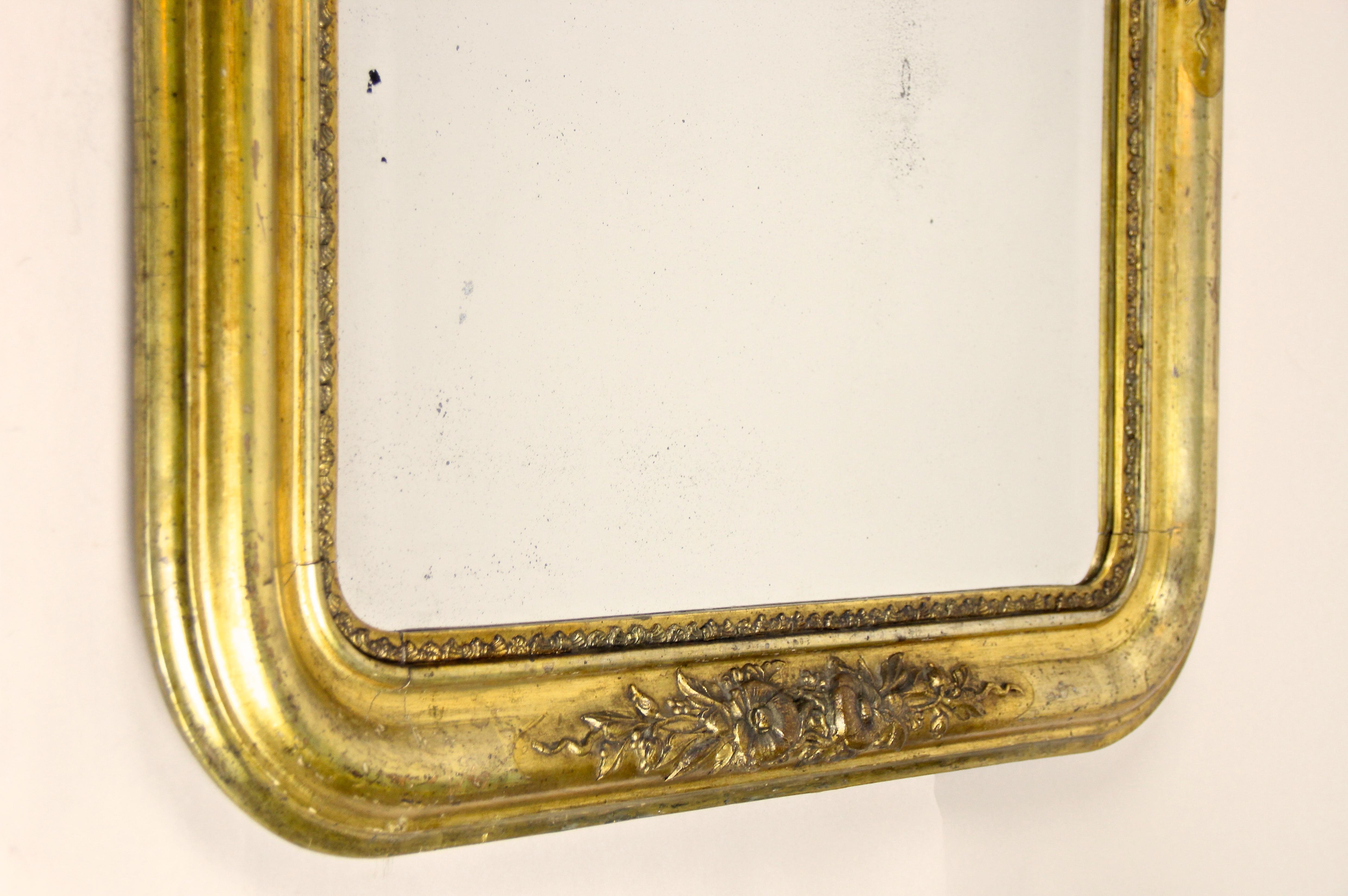 Golden Wall Mirror with Stucco Works Biedermeier Period, Austria, circa 1840 1