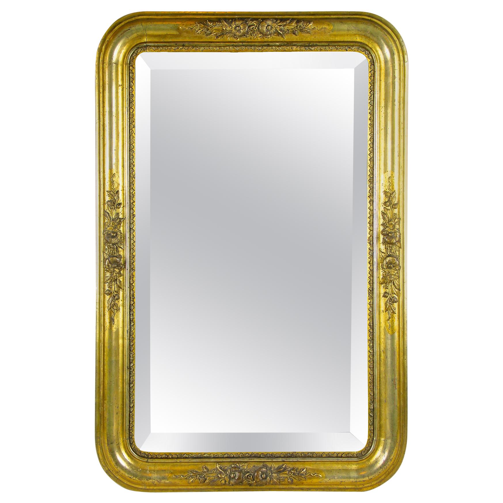 Golden Wall Mirror with Stucco Works Biedermeier Period, Austria, circa 1840