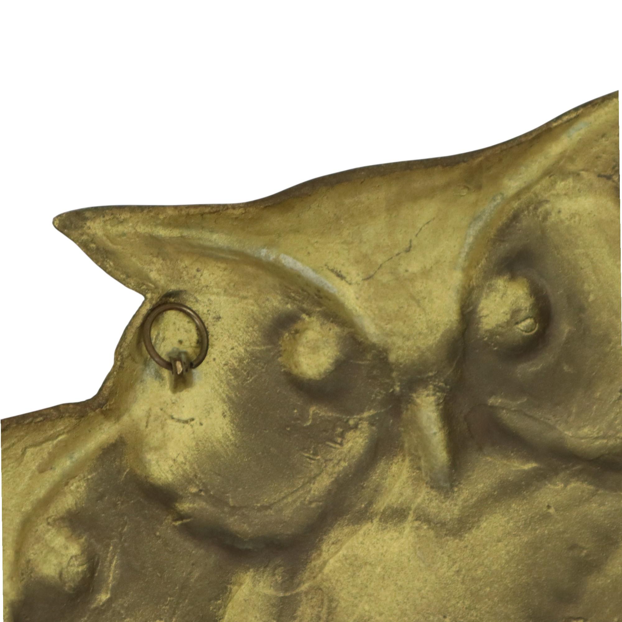 Goldene Wandskulptur Eulen auf Branch Messing Seventies 47cm im Angebot 7