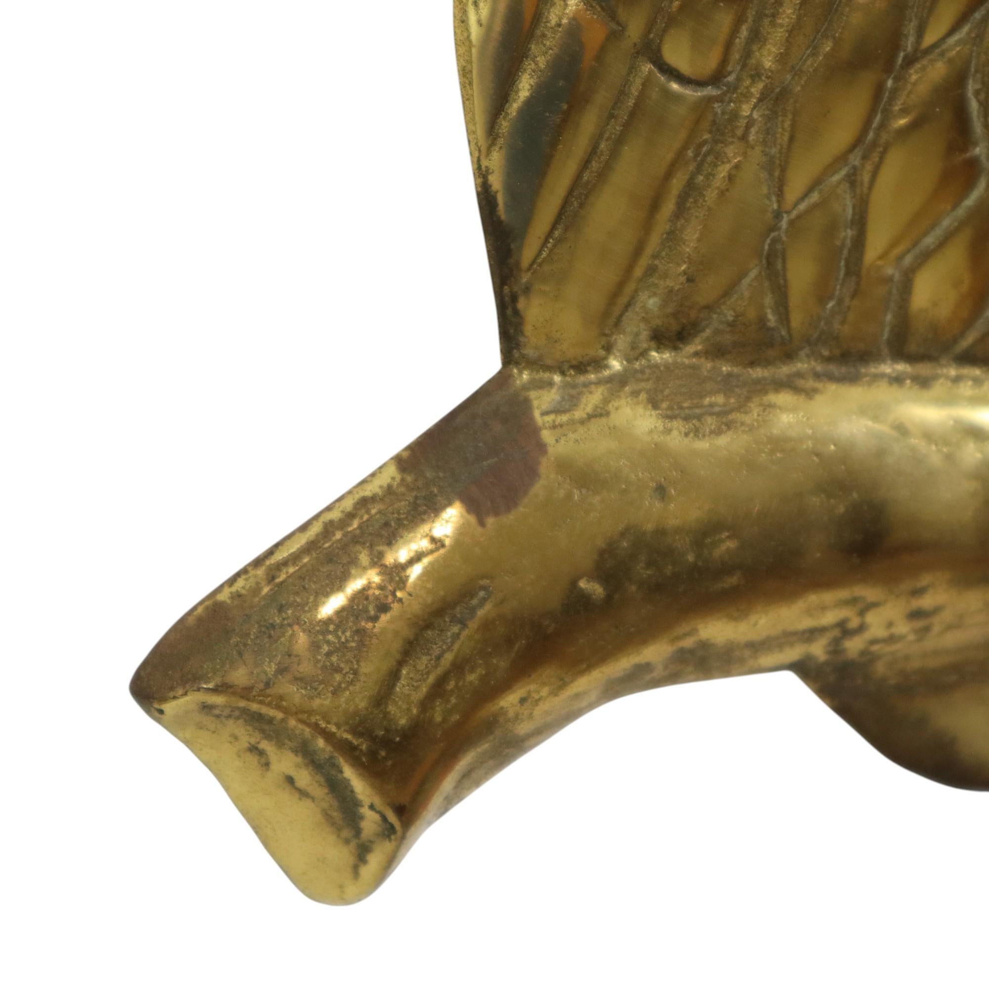 Goldene Wandskulptur Eulen auf Branch Messing Seventies 47cm im Angebot 4