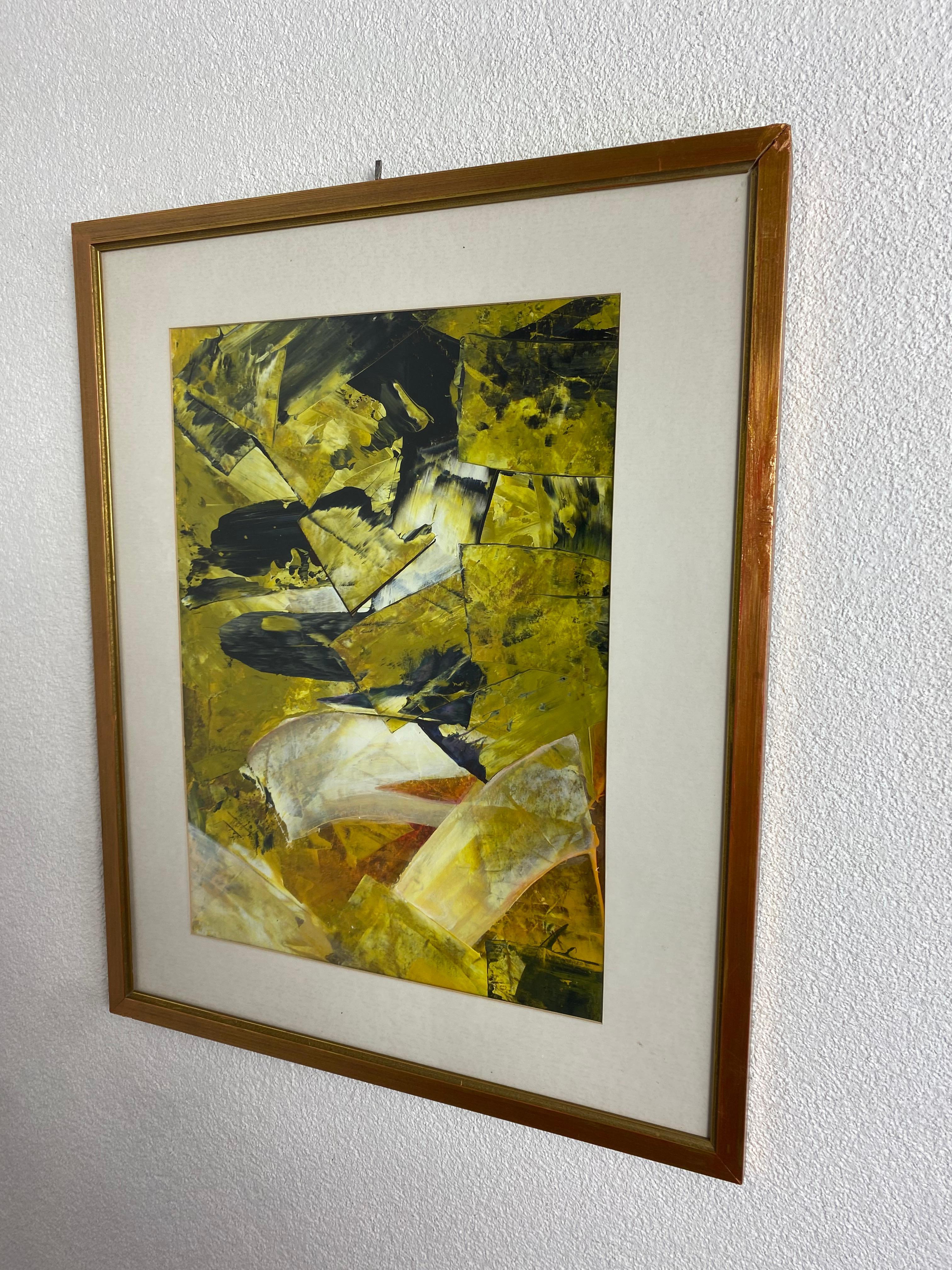 The painting depicts a golden sea waves. The author of the work is Juraj Huliak, a very talented young artist from Slovakia. Technique acrylic on cardboard, framed.