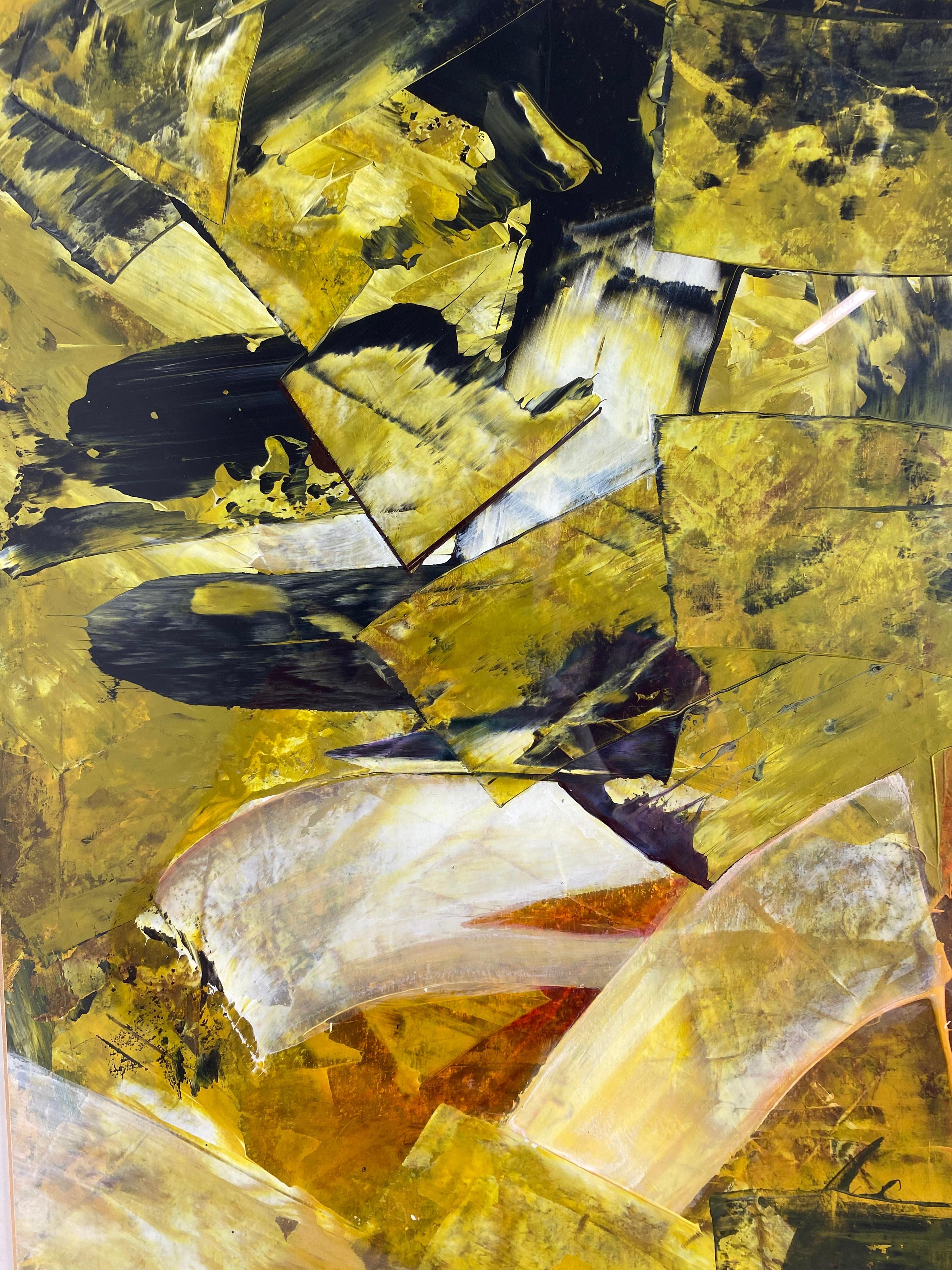 Golden Waves Modern Abstraction by Juraj Huliak In Excellent Condition For Sale In Banská Štiavnica, SK