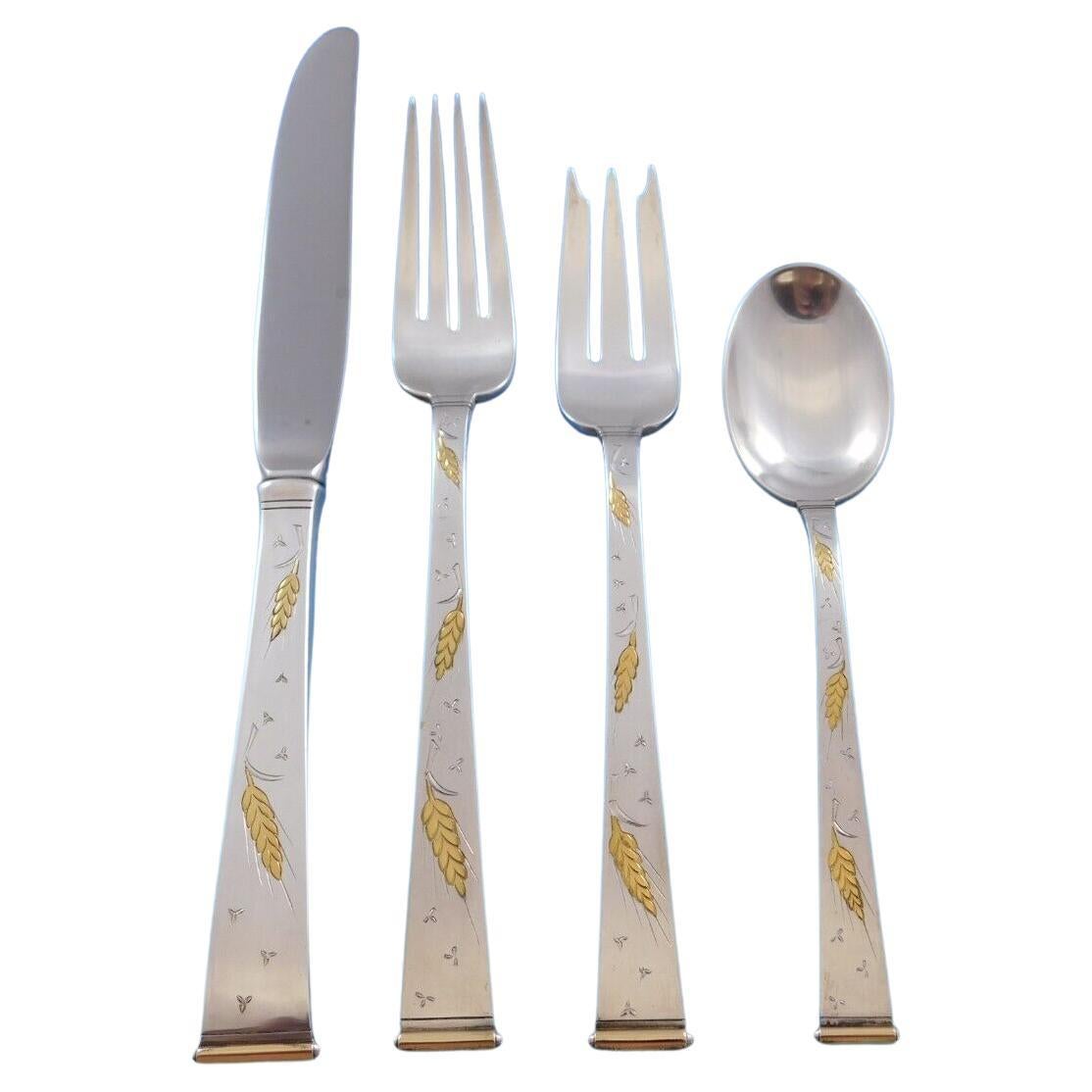 Golden Wheat by Gorham Sterling Silver Flatware Service 12 Set 53 pieces Scarce For Sale