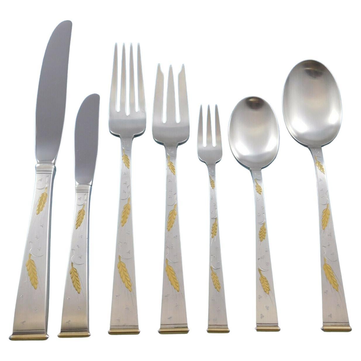 Golden Wheat by Gorham Sterling Silver Flatware Service 12 Set 97 Pieces Scarce For Sale