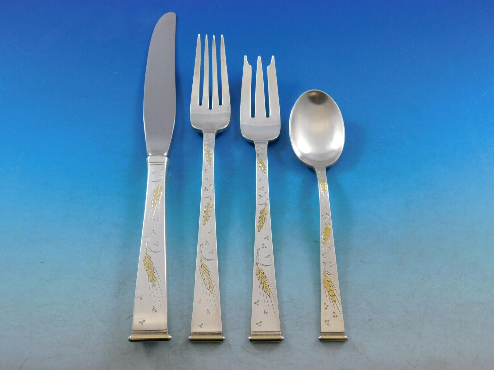 Golden wheat by Gorham sterling silver flatware set - 58 pieces. This set includes:
8 Knives, 9 1/4