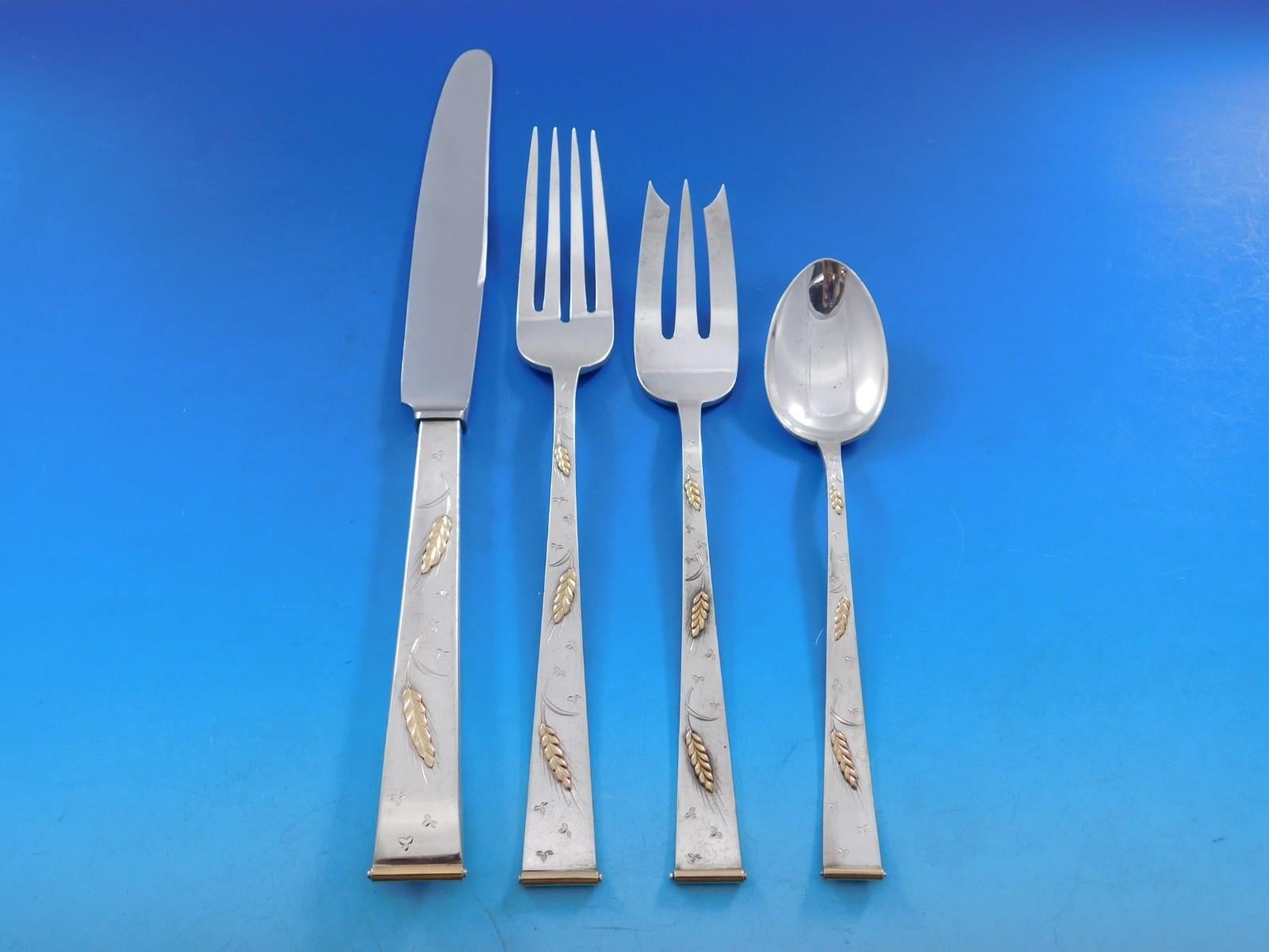 Golden Wheat by Unknown Sterling Silver Flatware Service 12 Dinner Set 106 piece For Sale 7