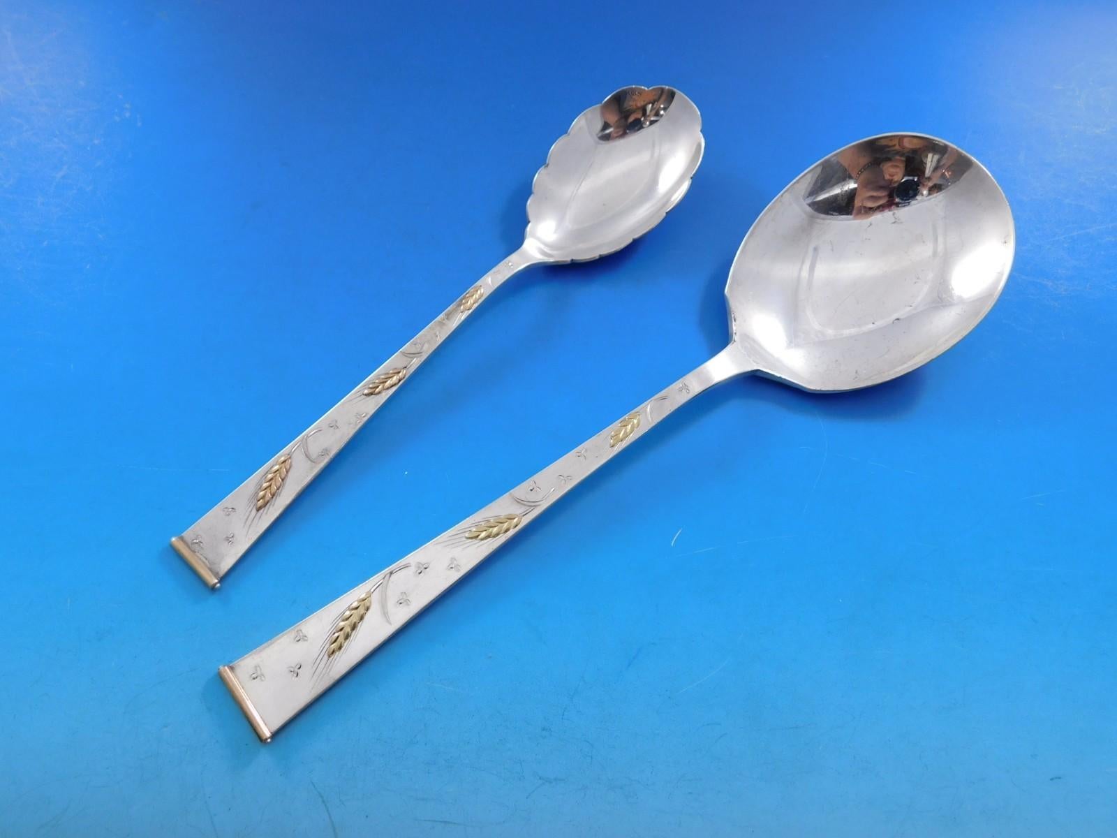 Golden Wheat by Unknown Sterling Silver Flatware Service 12 Dinner Set 106 piece For Sale 1