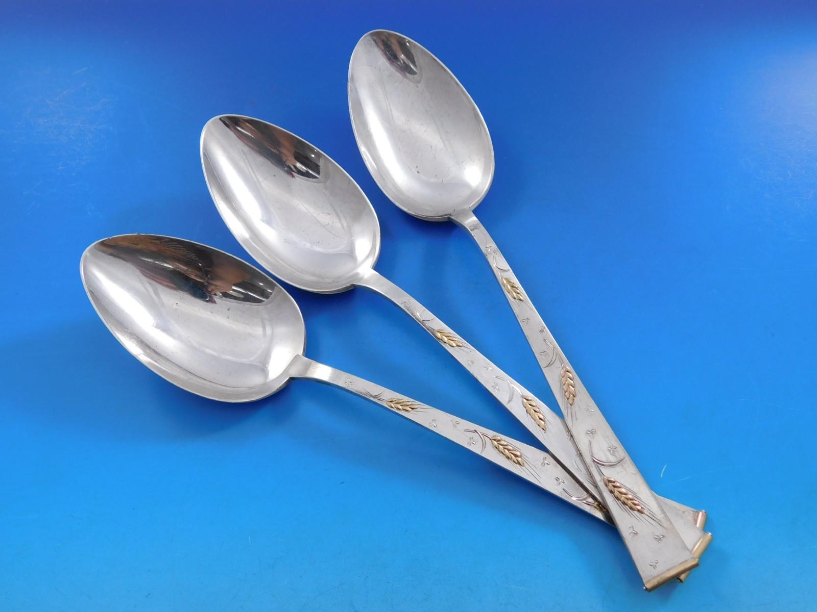 Golden Wheat by Unknown Sterling Silver Flatware Service 12 Dinner Set 106 piece For Sale 3
