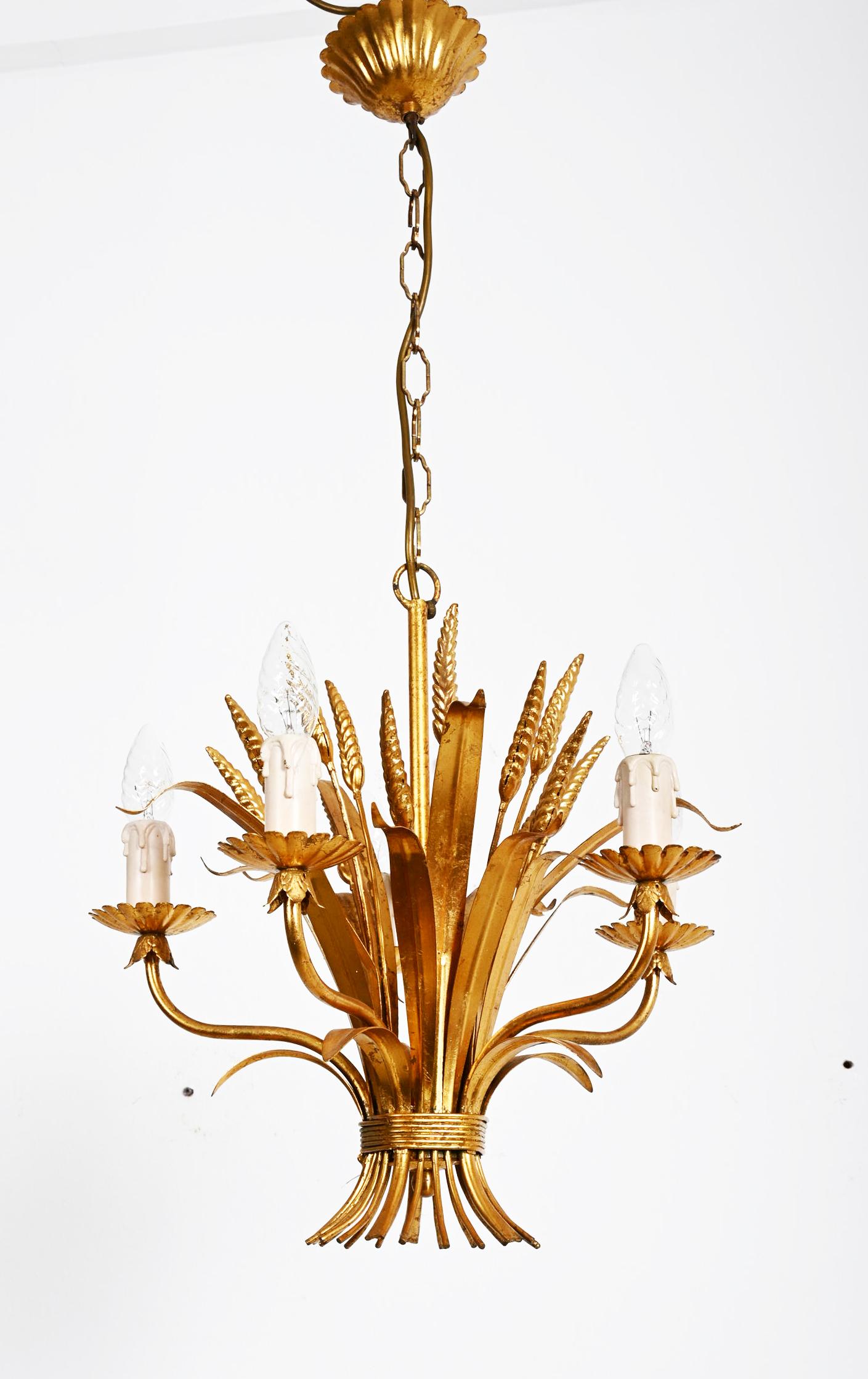 Lustre en forme de gerbe de blé doré par Hans Kögl en vente 3