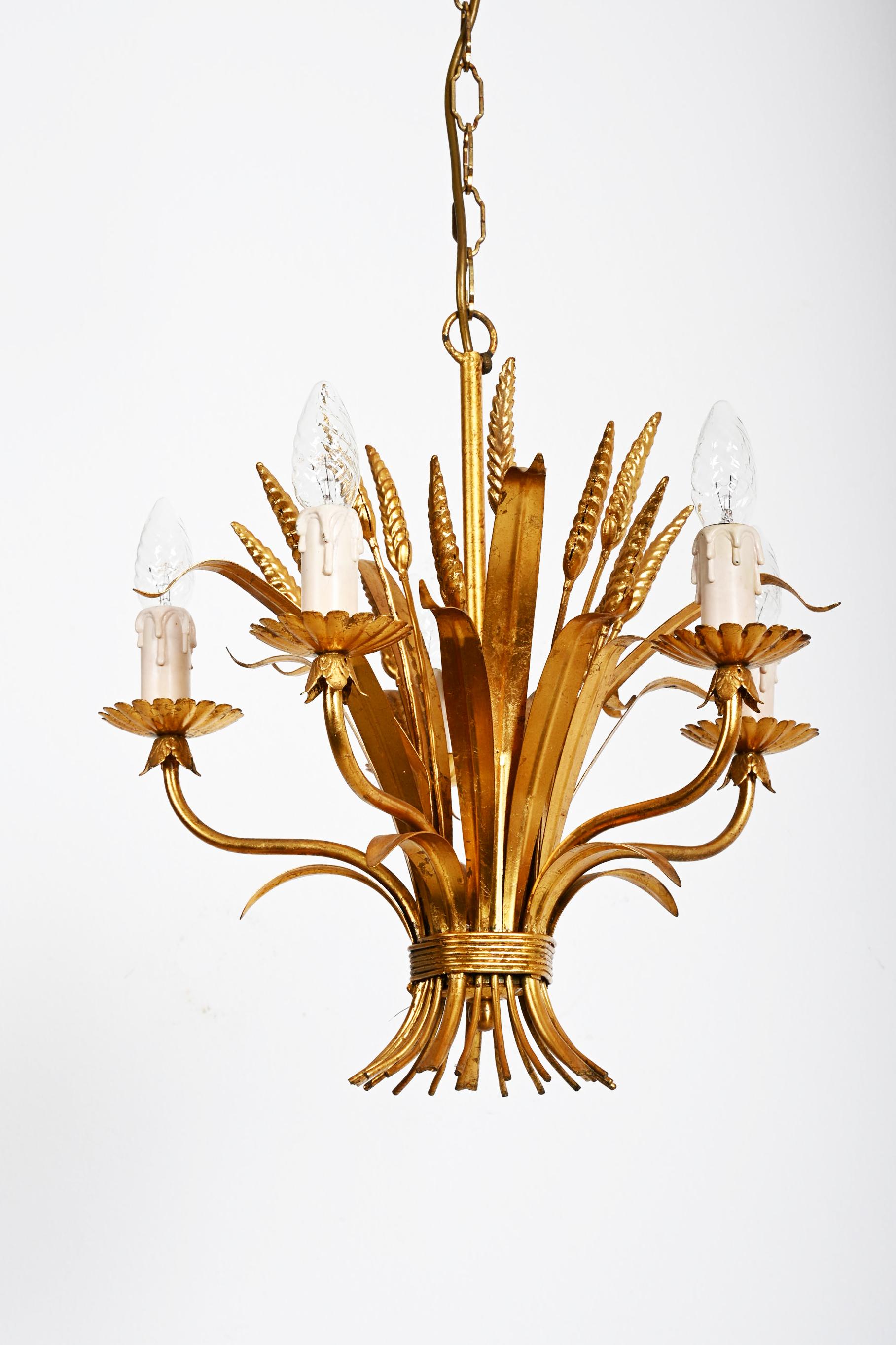 Lustre en forme de gerbe de blé doré par Hans Kögl en vente 4
